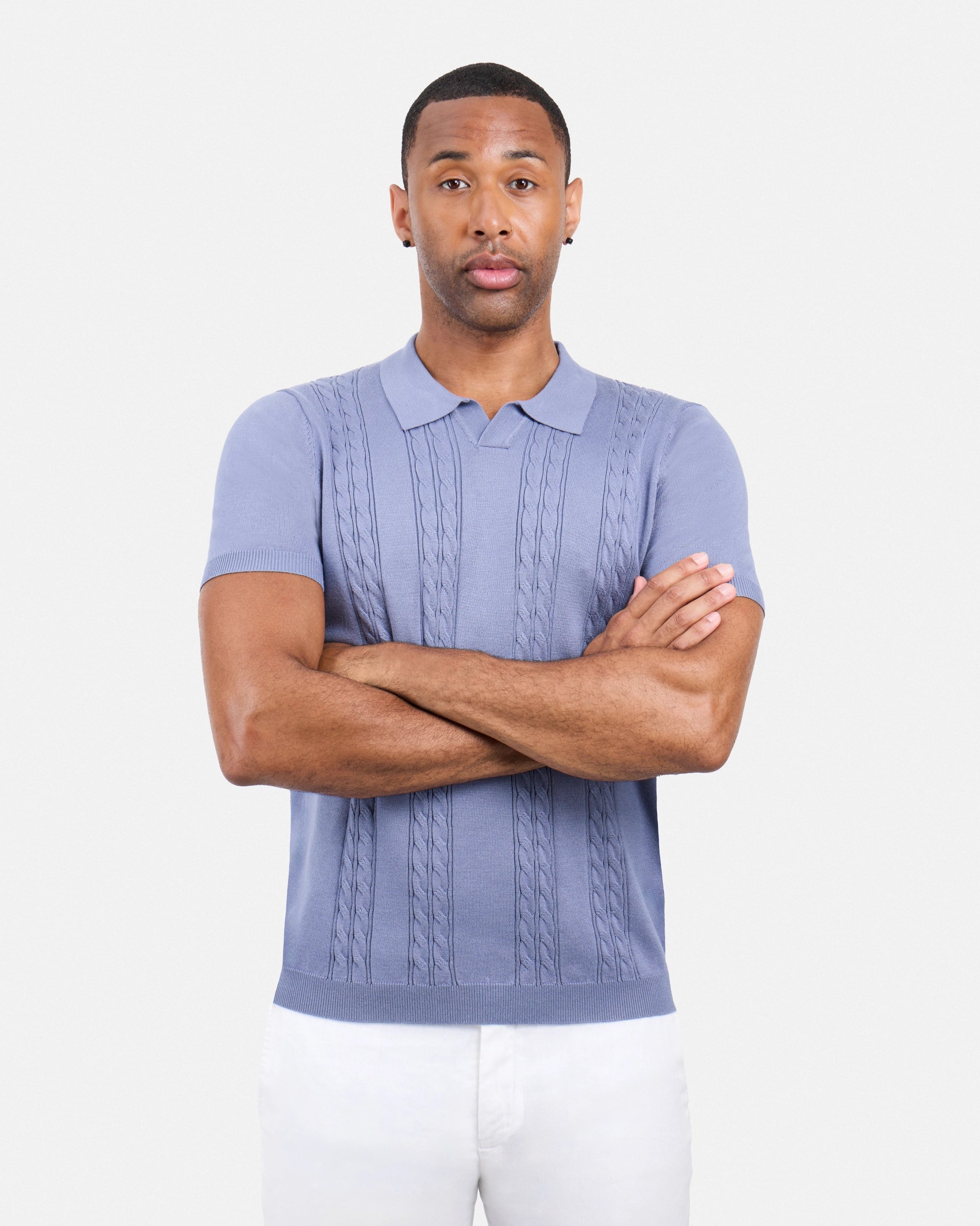 #SMW-33112 Cable Knit Johnny Sweater Polo-thumbmail-5