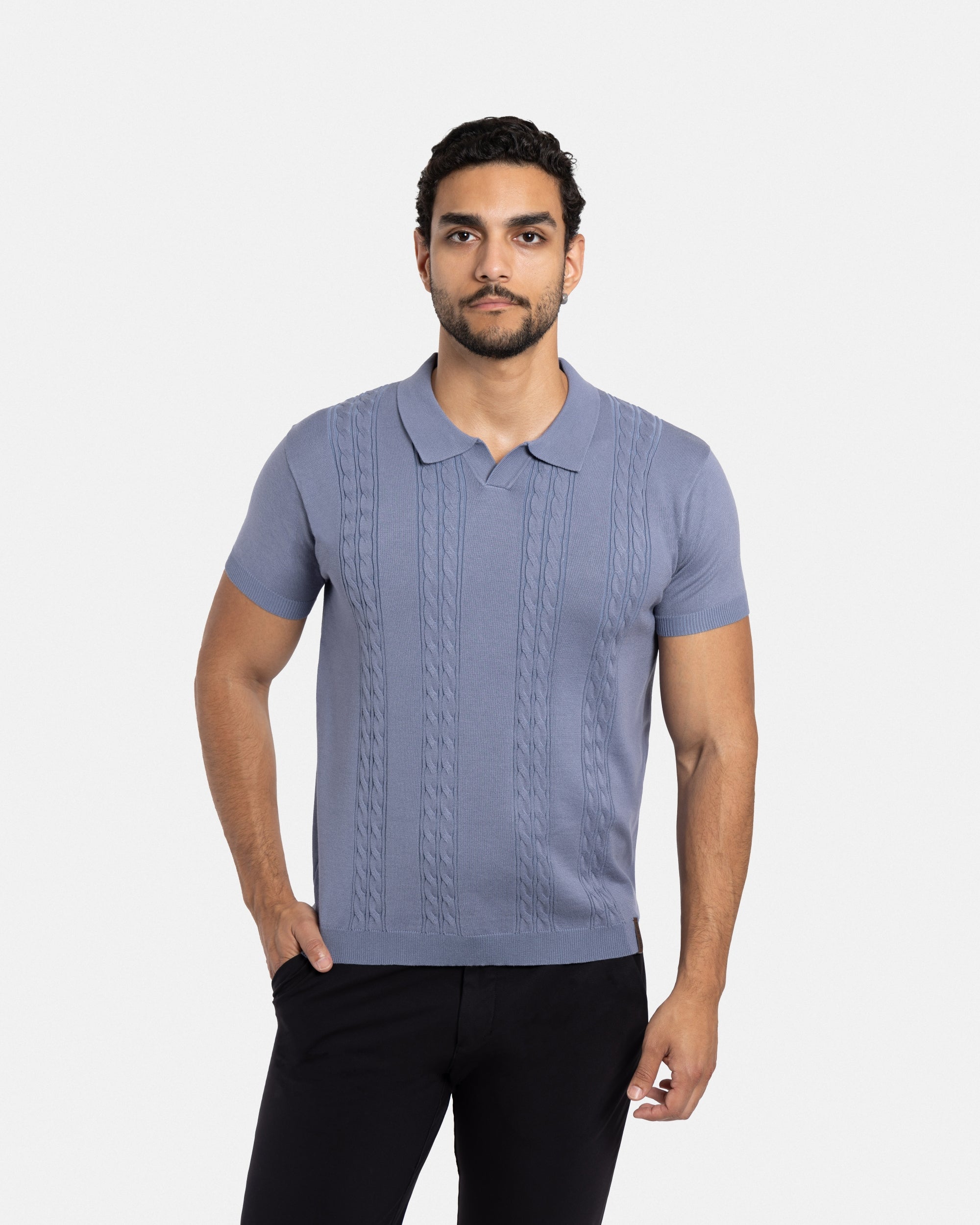 #SMW-33112 Cable Knit Johnny Sweater Polo