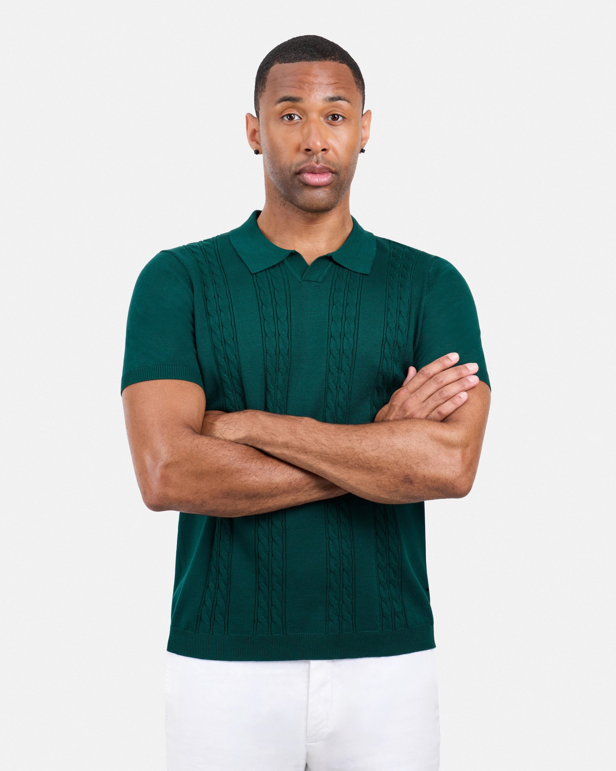#SMW-33112 Cable Knit Johnny Sweater Polo-thumbmail-33