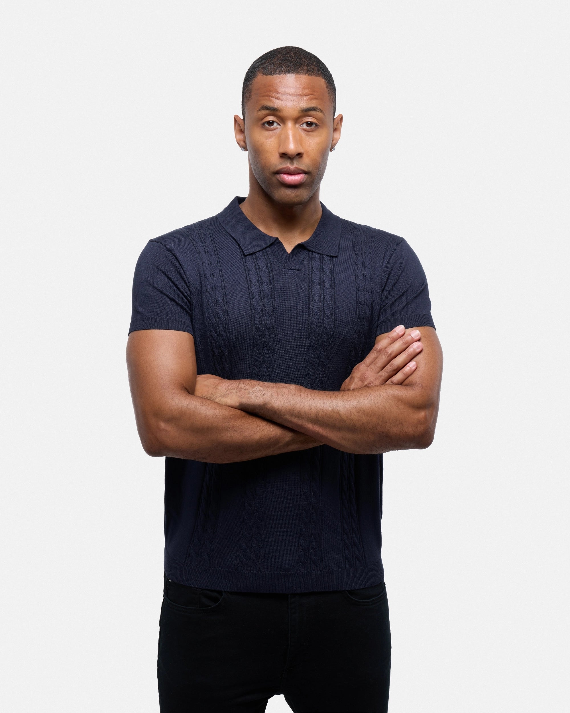 #SMW-33112 Cable Knit Johnny Sweater Polo-thumbmail-40
