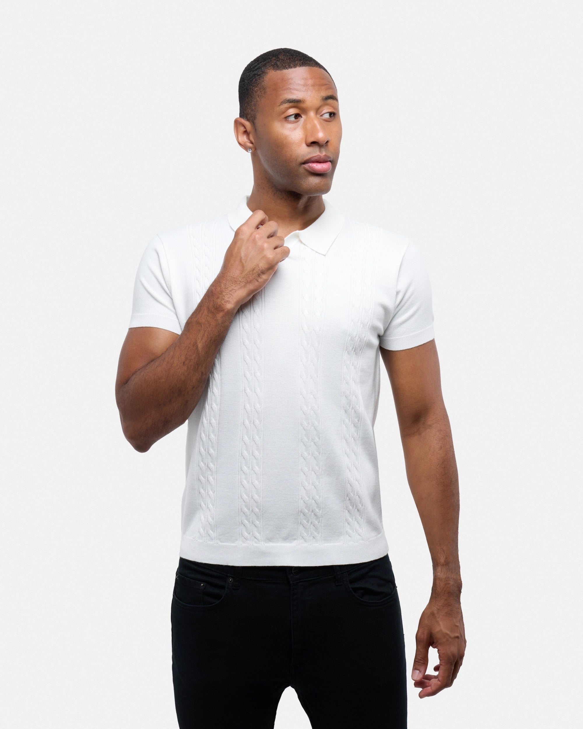 #SMW-33112 Cable Knit Johnny Sweater Polo-thumbmail-45