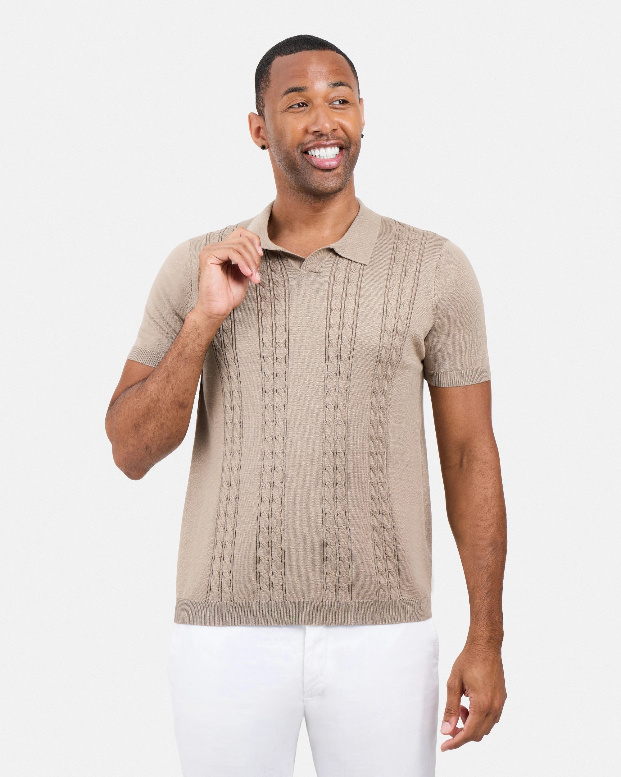 #SMW-33112 Cable Knit Johnny Sweater Polo-thumbmail-52