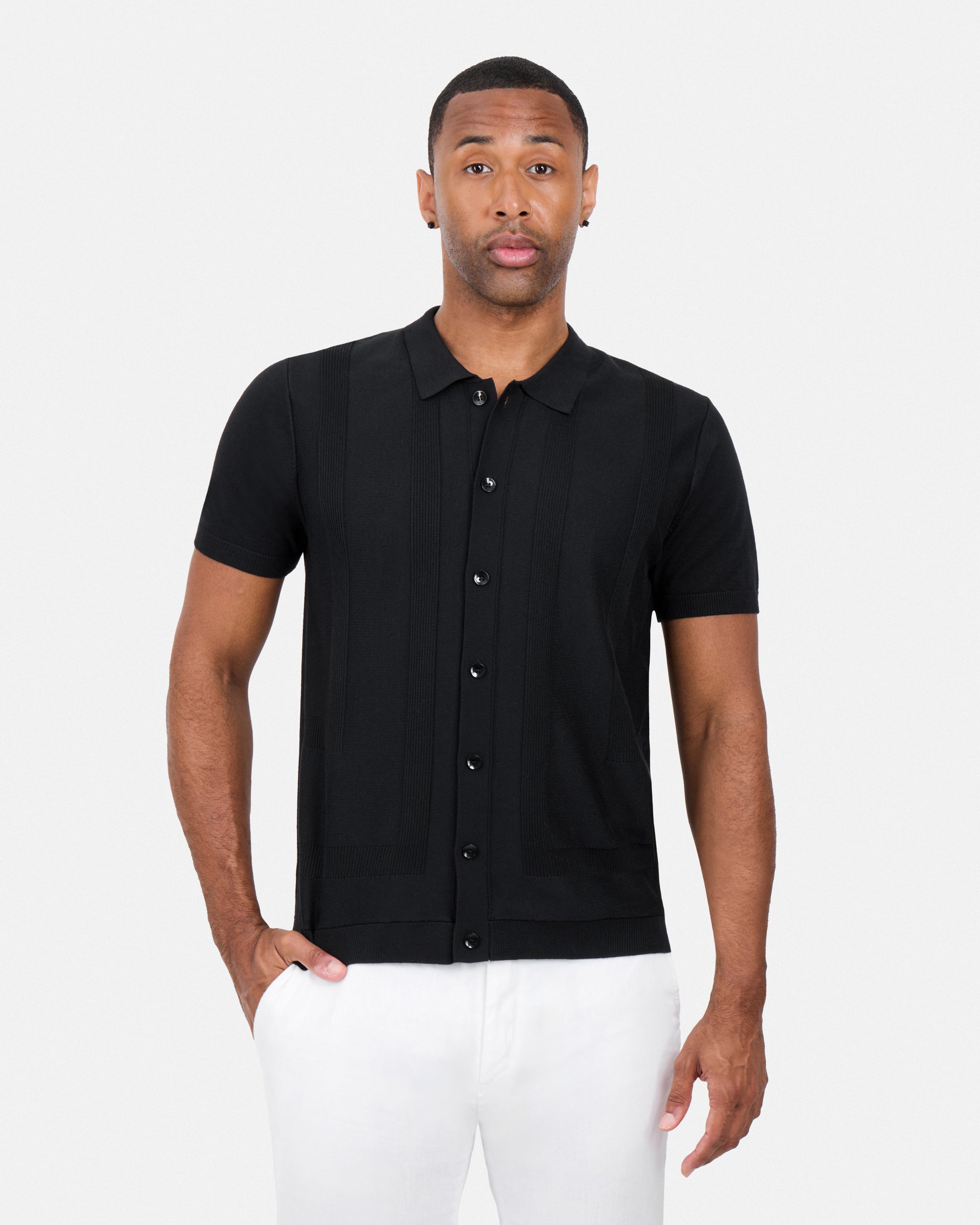 #SMW-33135 Classic Ribbed Texture Sweater Polo