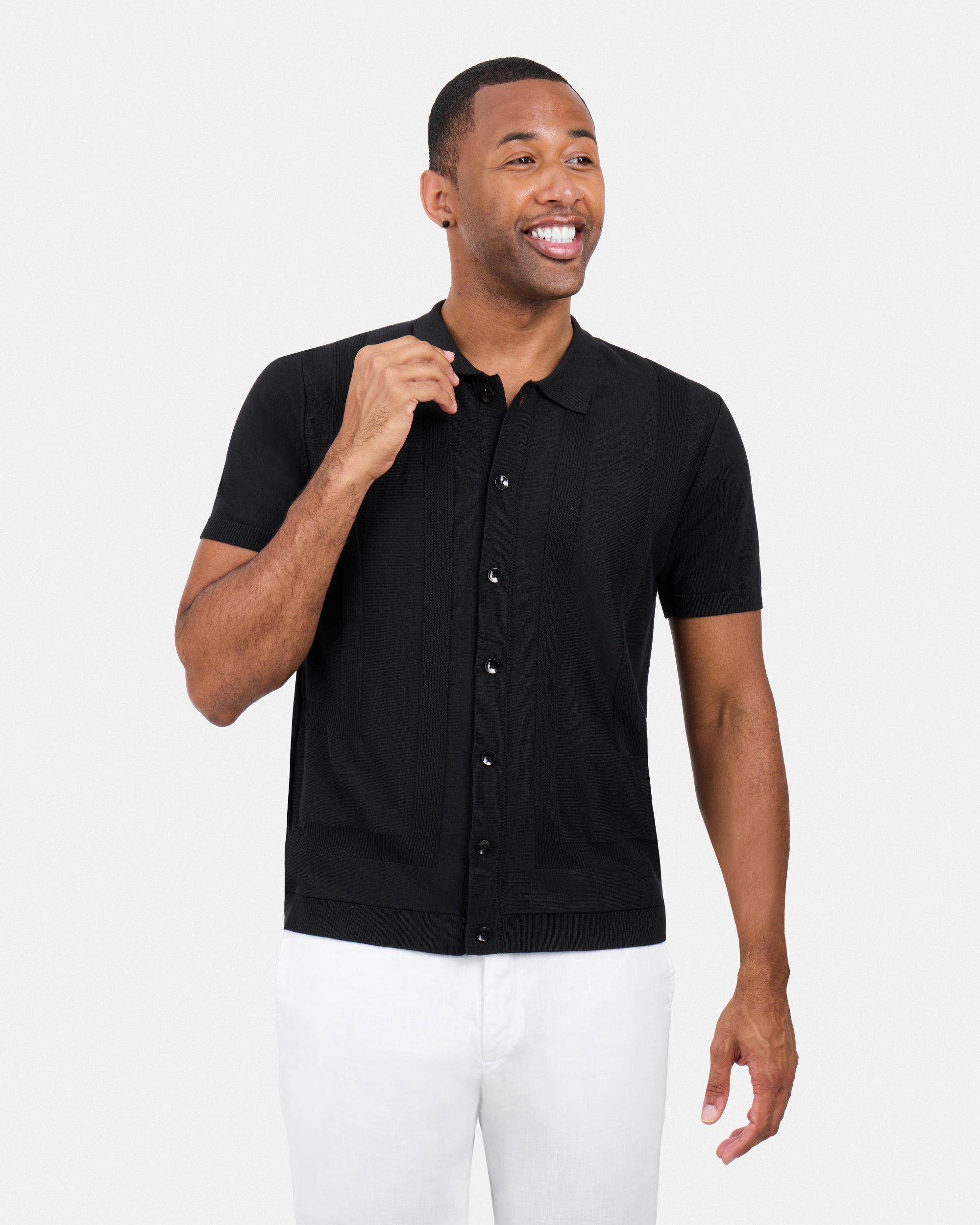 #SMW-33135 Classic Ribbed Texture Sweater Polo-thumbmail-4