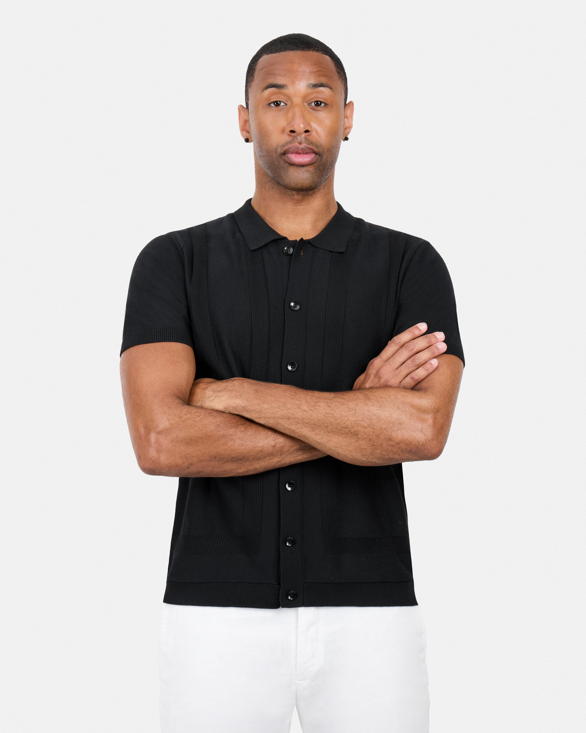 #SMW-33135 Classic Ribbed Texture Sweater Polo-thumbmail-5