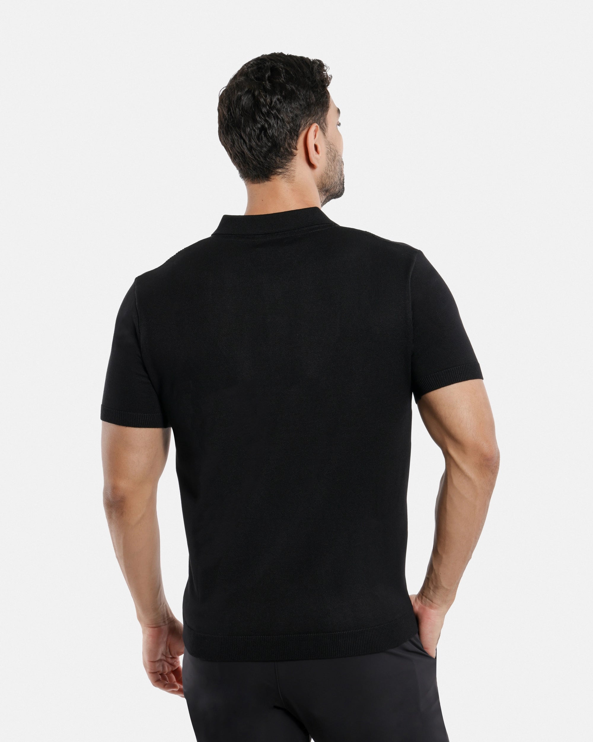 #SMW-33135 Classic Ribbed Texture Sweater Polo