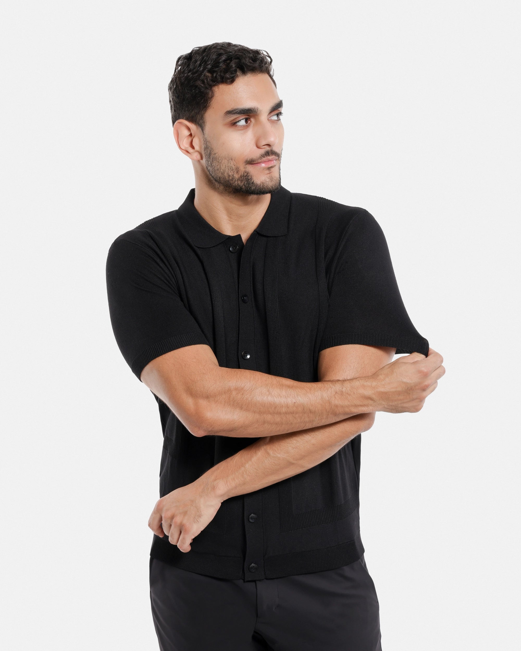 #SMW-33135 Classic Ribbed Texture Sweater Polo-thumbmail-3