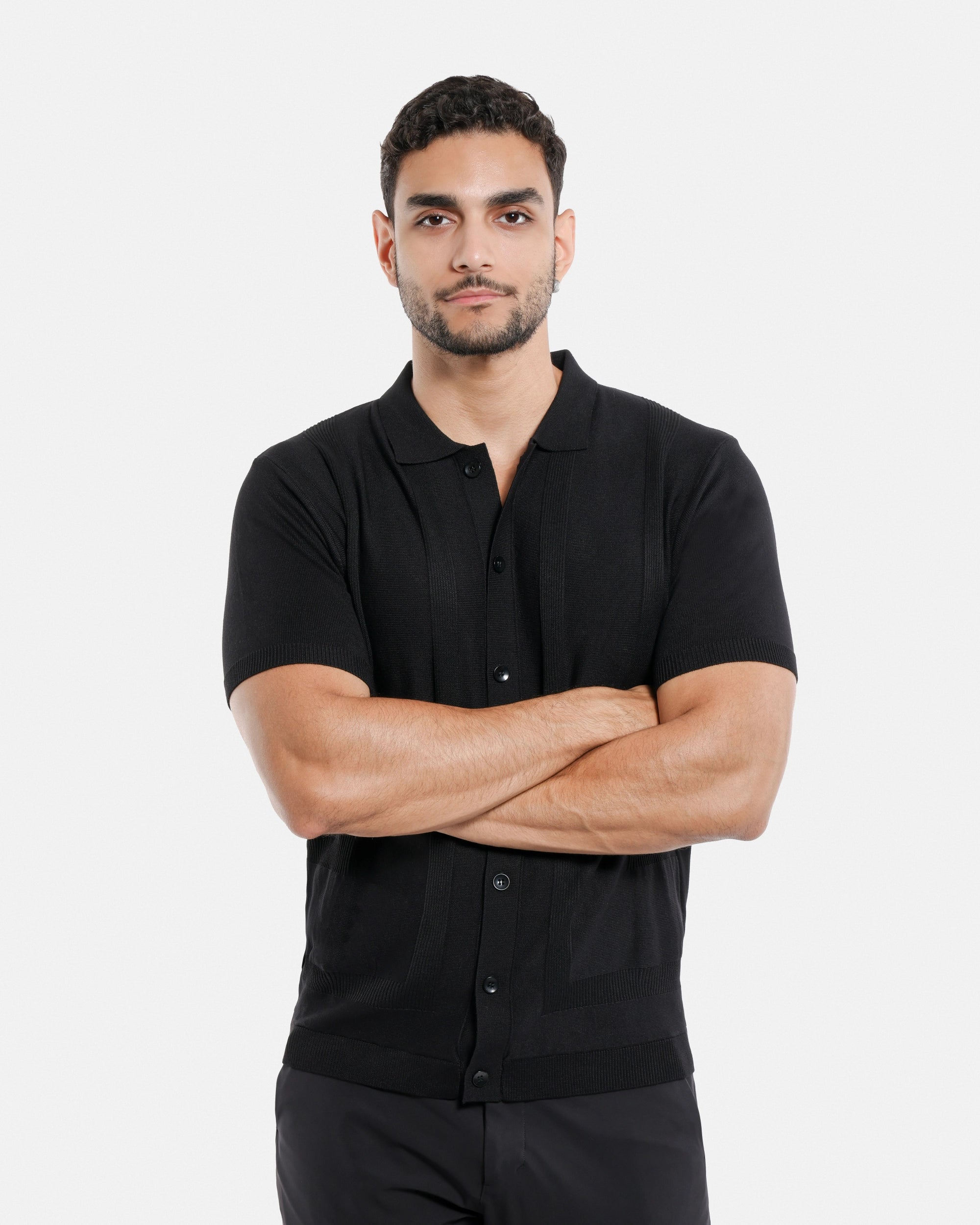 #SMW-33135 Classic Ribbed Texture Sweater Polo-thumbmail-4