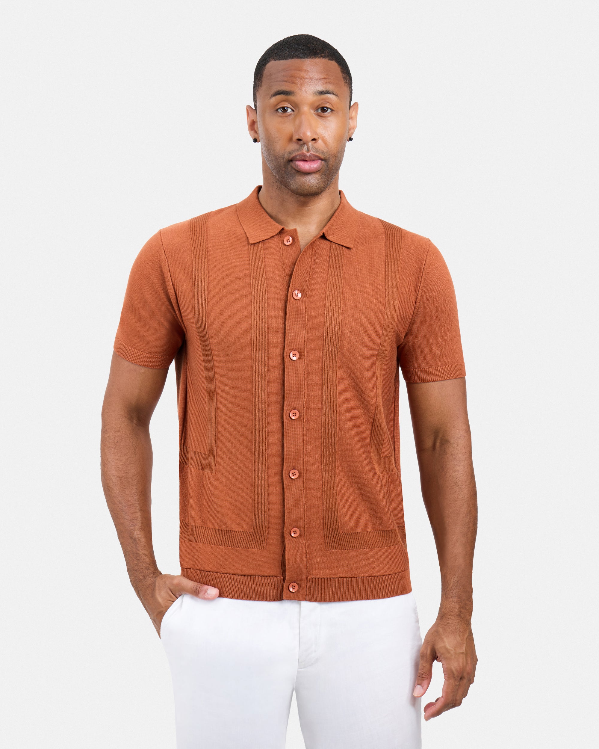 #SMW-33135 Classic Ribbed Texture Sweater Polo-thumbmail-9