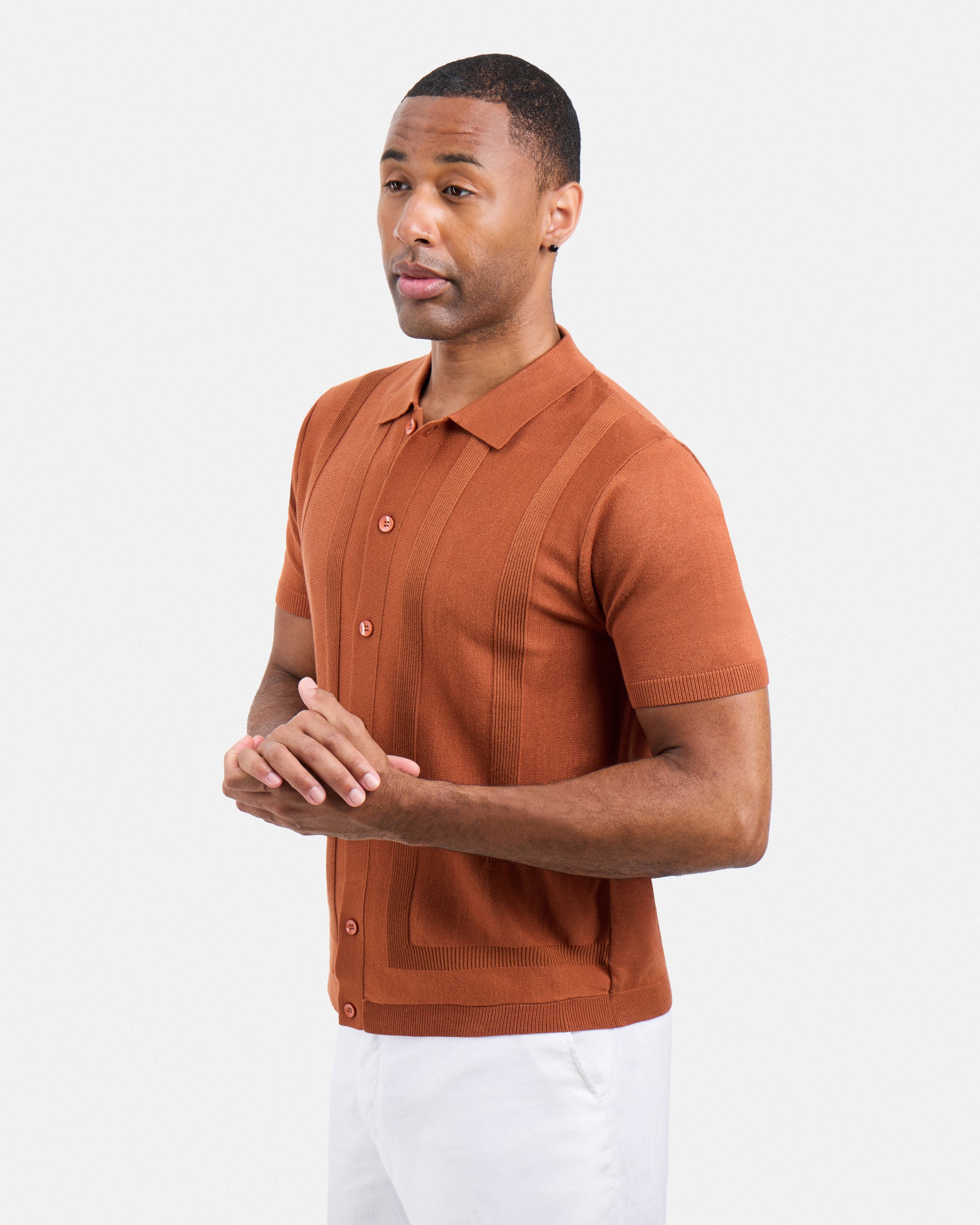 #SMW-33135 Classic Ribbed Texture Sweater Polo-thumbmail-11