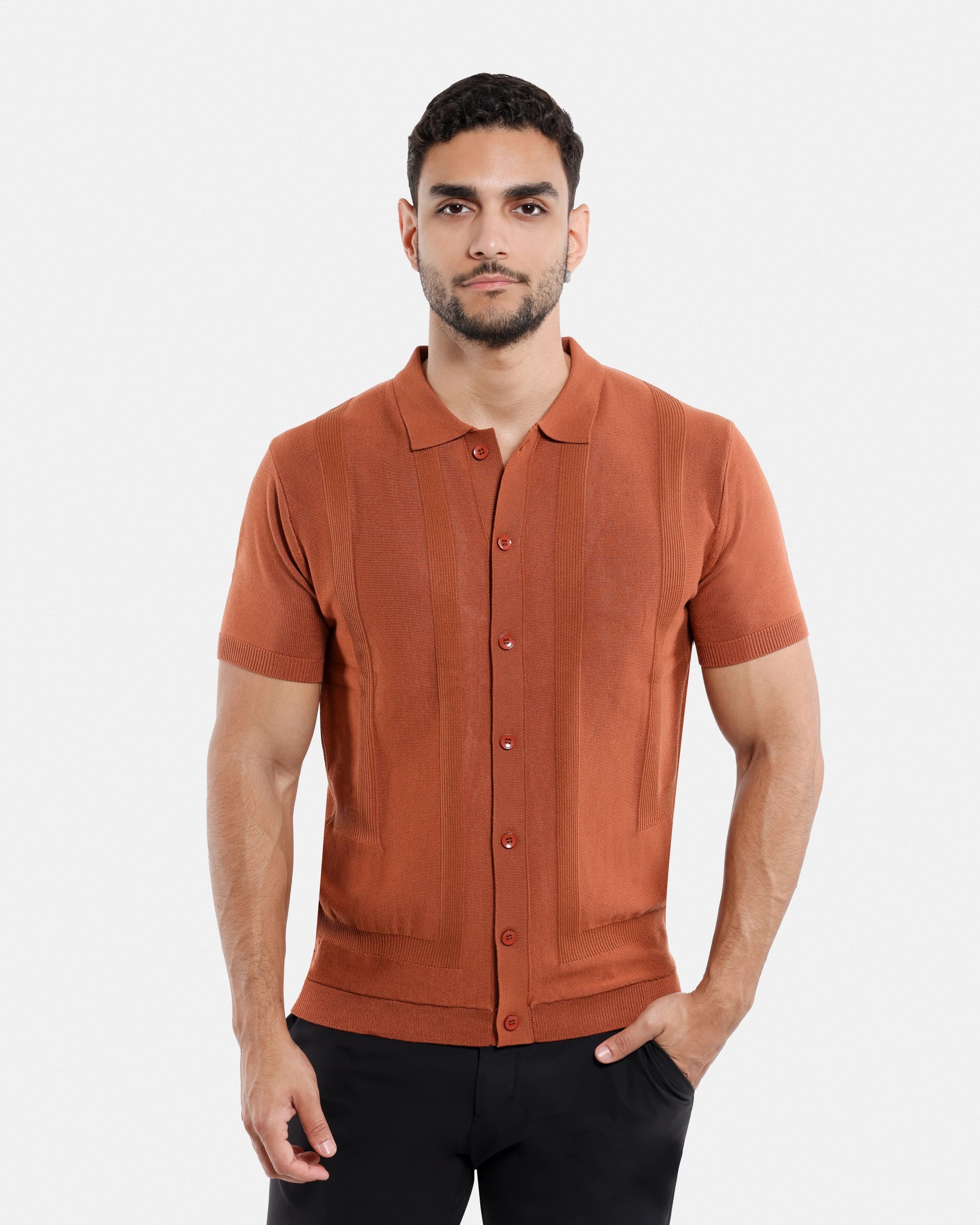 #SMW-33135 Classic Ribbed Texture Sweater Polo-thumbmail-10