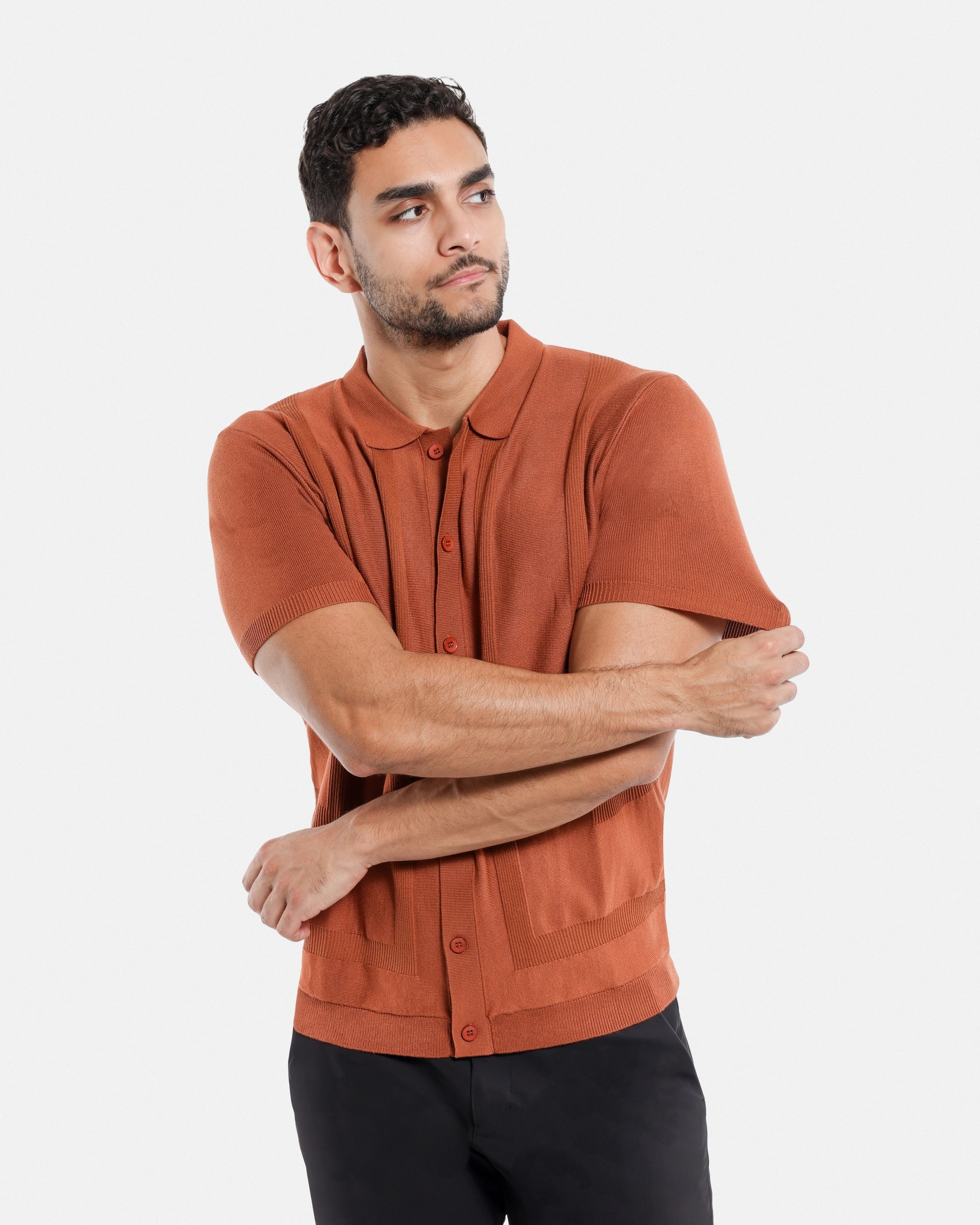 #SMW-33135 Classic Ribbed Texture Sweater Polo-thumbmail-12