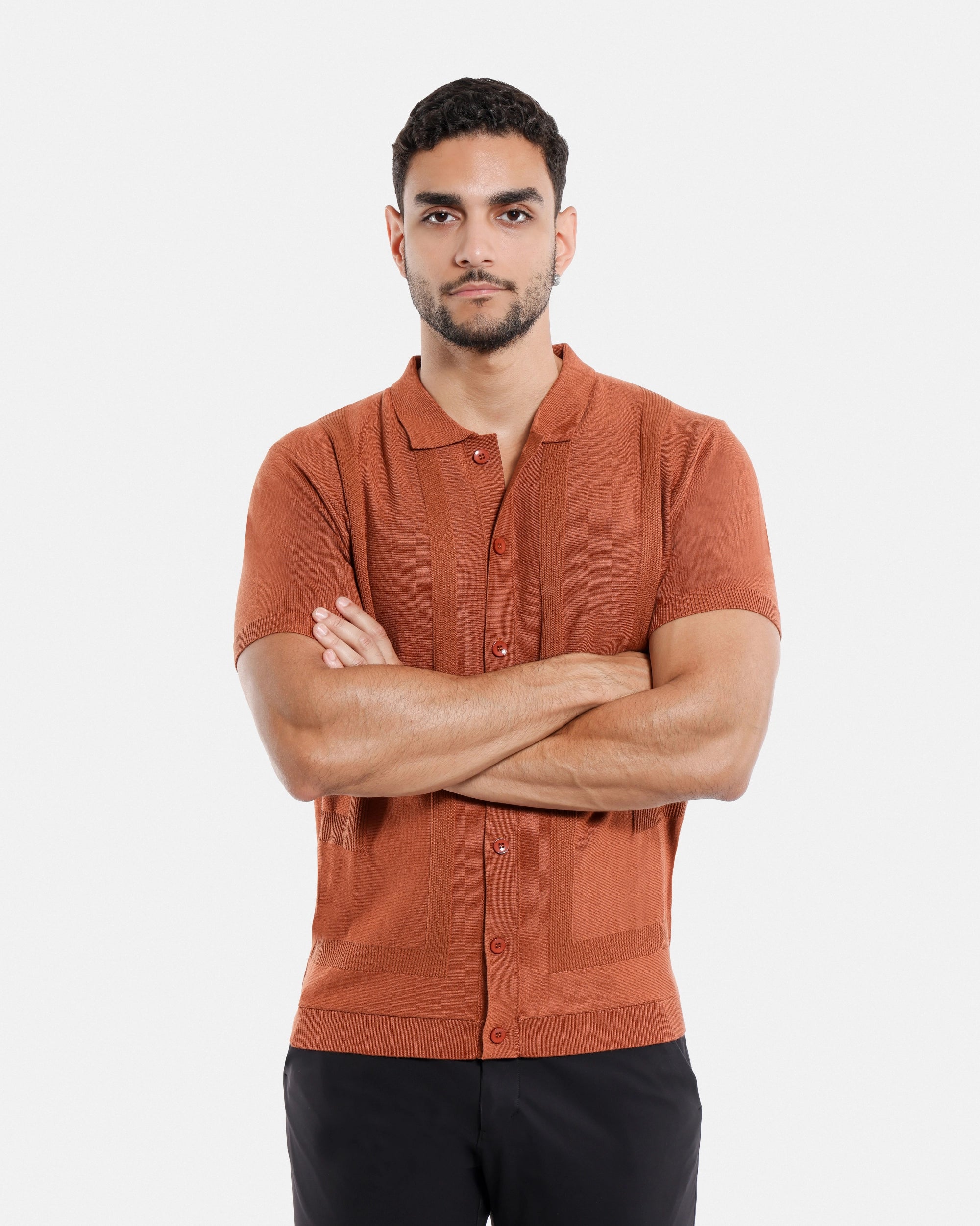 #SMW-33135 Classic Ribbed Texture Sweater Polo-thumbmail-13
