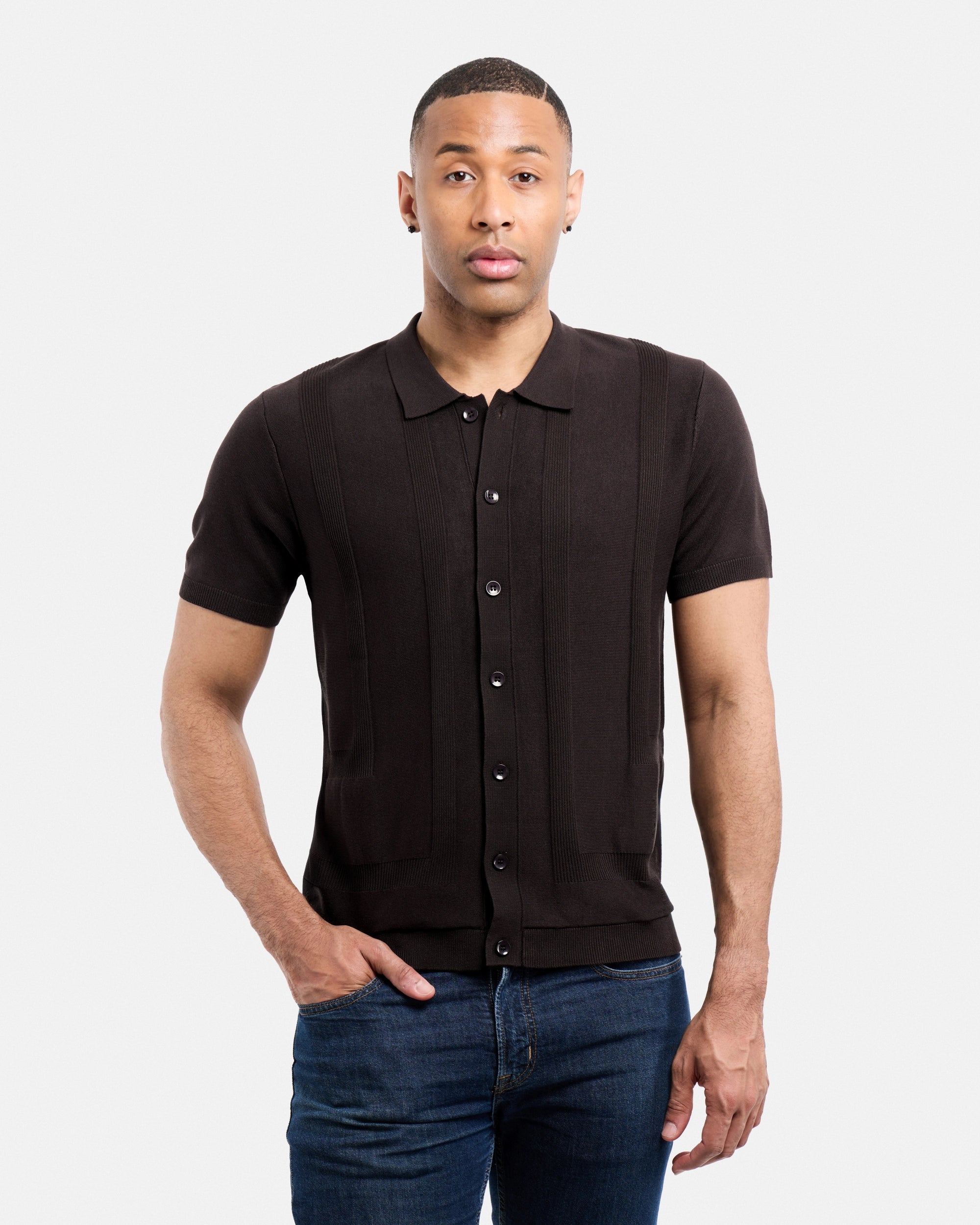 #SMW-33135 Classic Ribbed Texture Sweater Polo-thumbmail-80