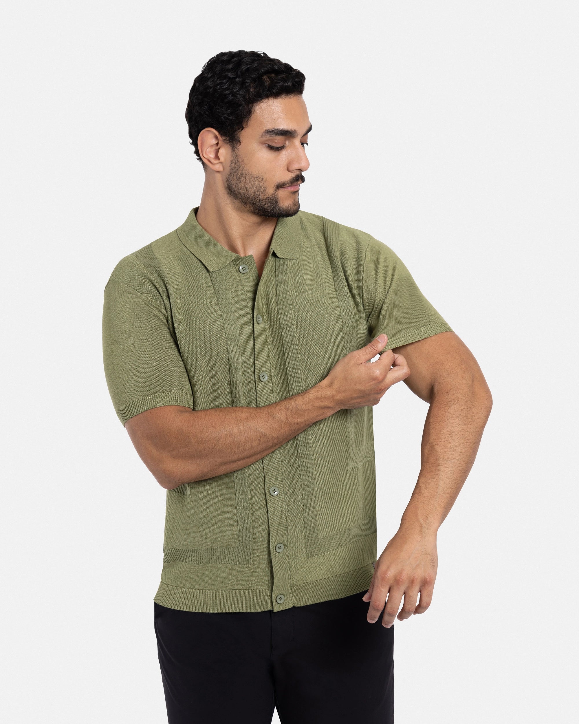 #SMW-33135 Classic Ribbed Texture Sweater Polo-thumbmail-21