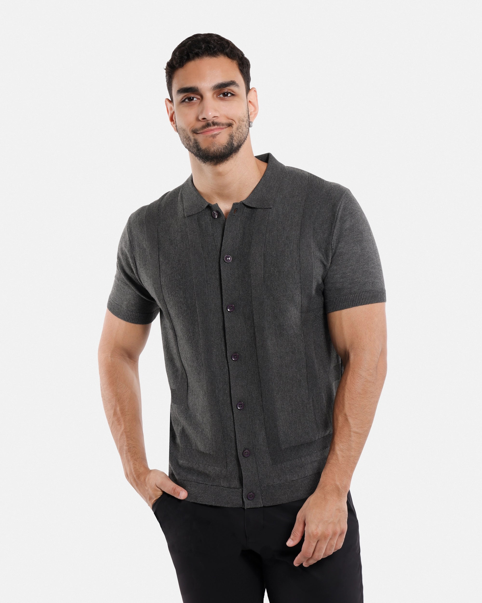 #SMW-33135 Classic Ribbed Texture Sweater Polo-thumbmail-27