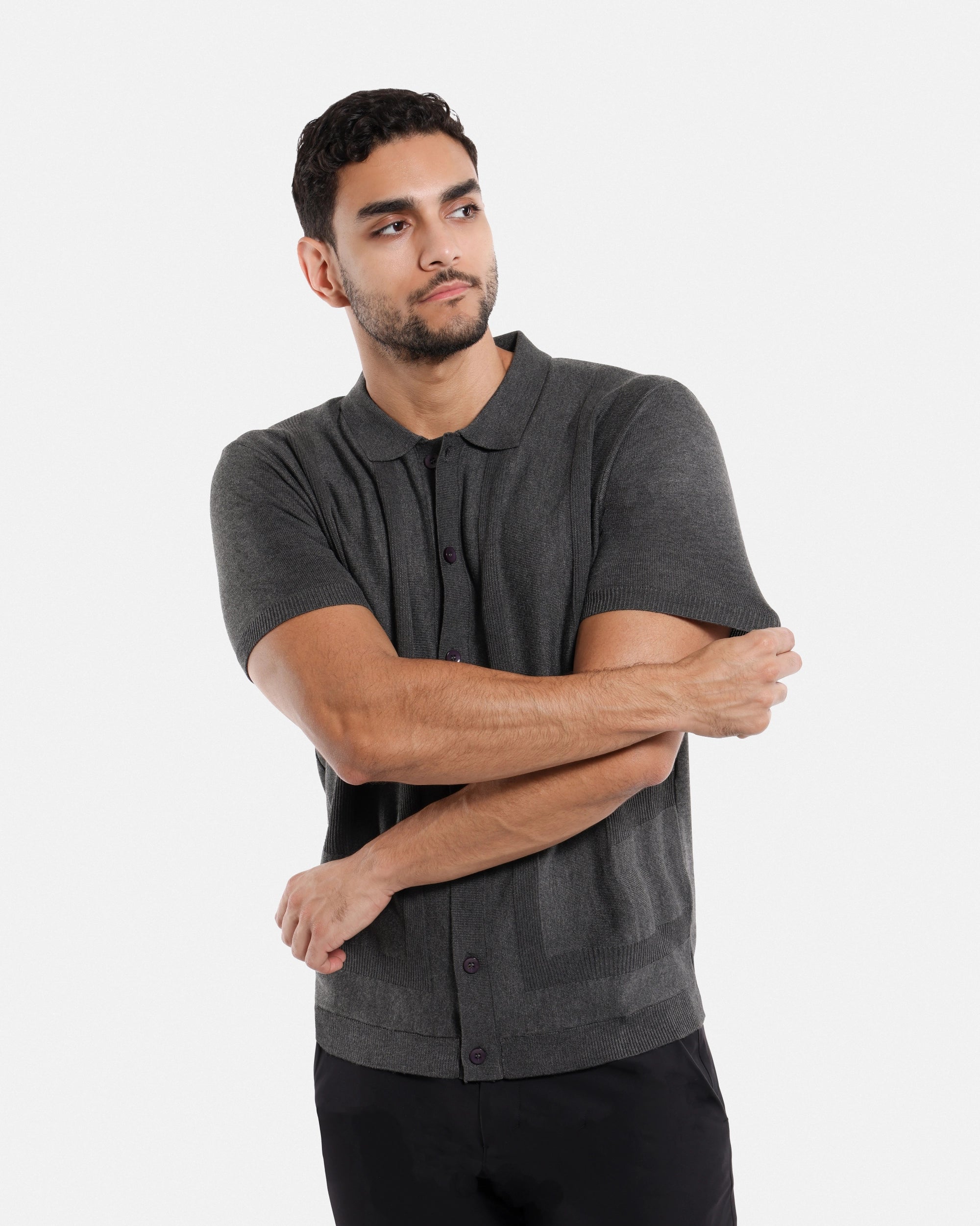 #SMW-33135 Classic Ribbed Texture Sweater Polo-thumbmail-29