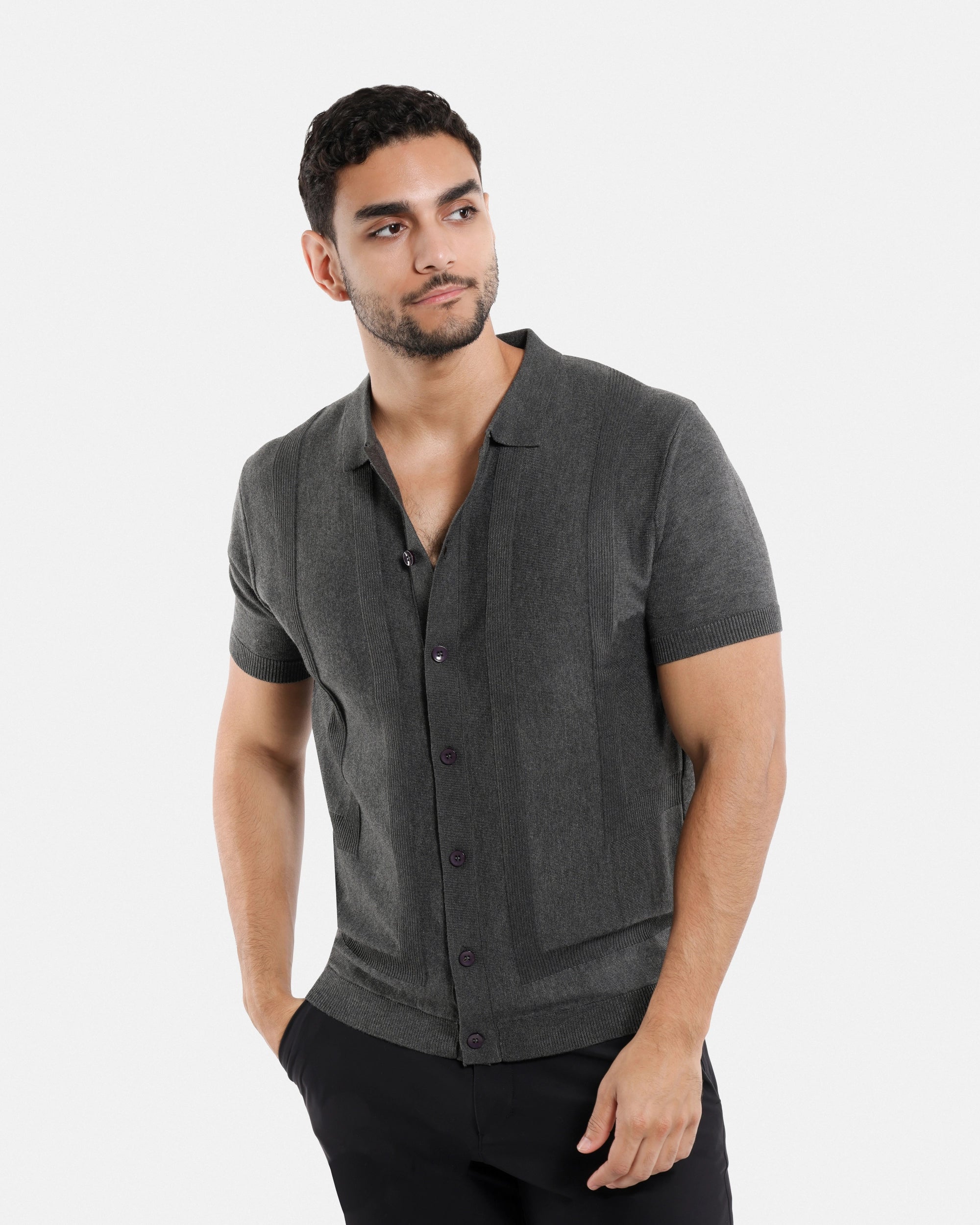 #SMW-33135 Classic Ribbed Texture Sweater Polo-thumbmail-31