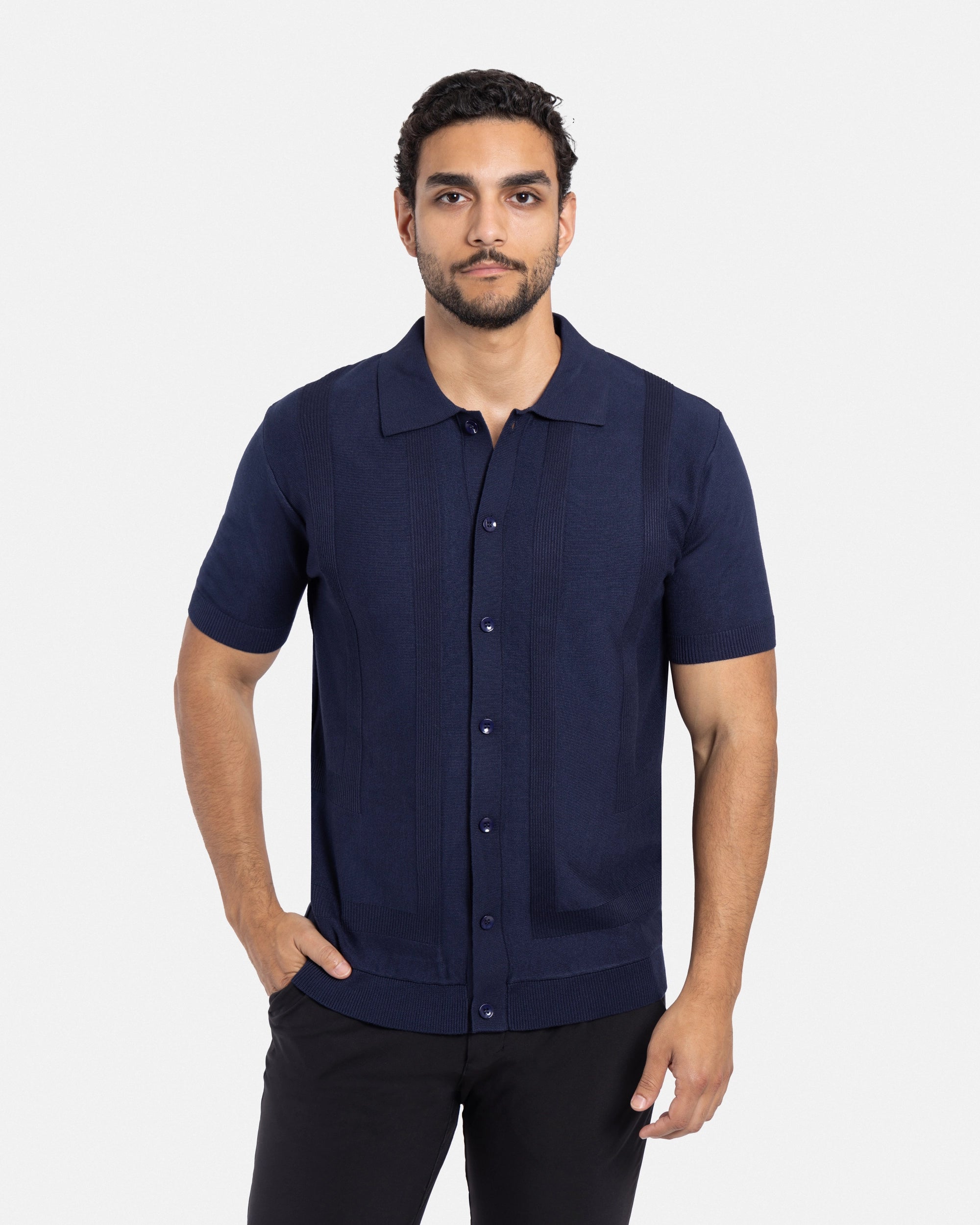#SMW-33135 Classic Ribbed Texture Sweater Polo-thumbmail-36