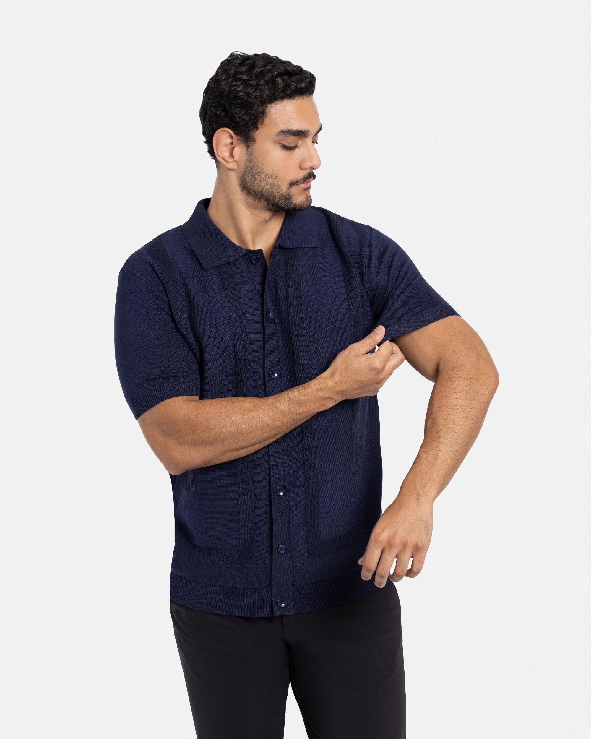 #SMW-33135 Classic Ribbed Texture Sweater Polo-thumbmail-39