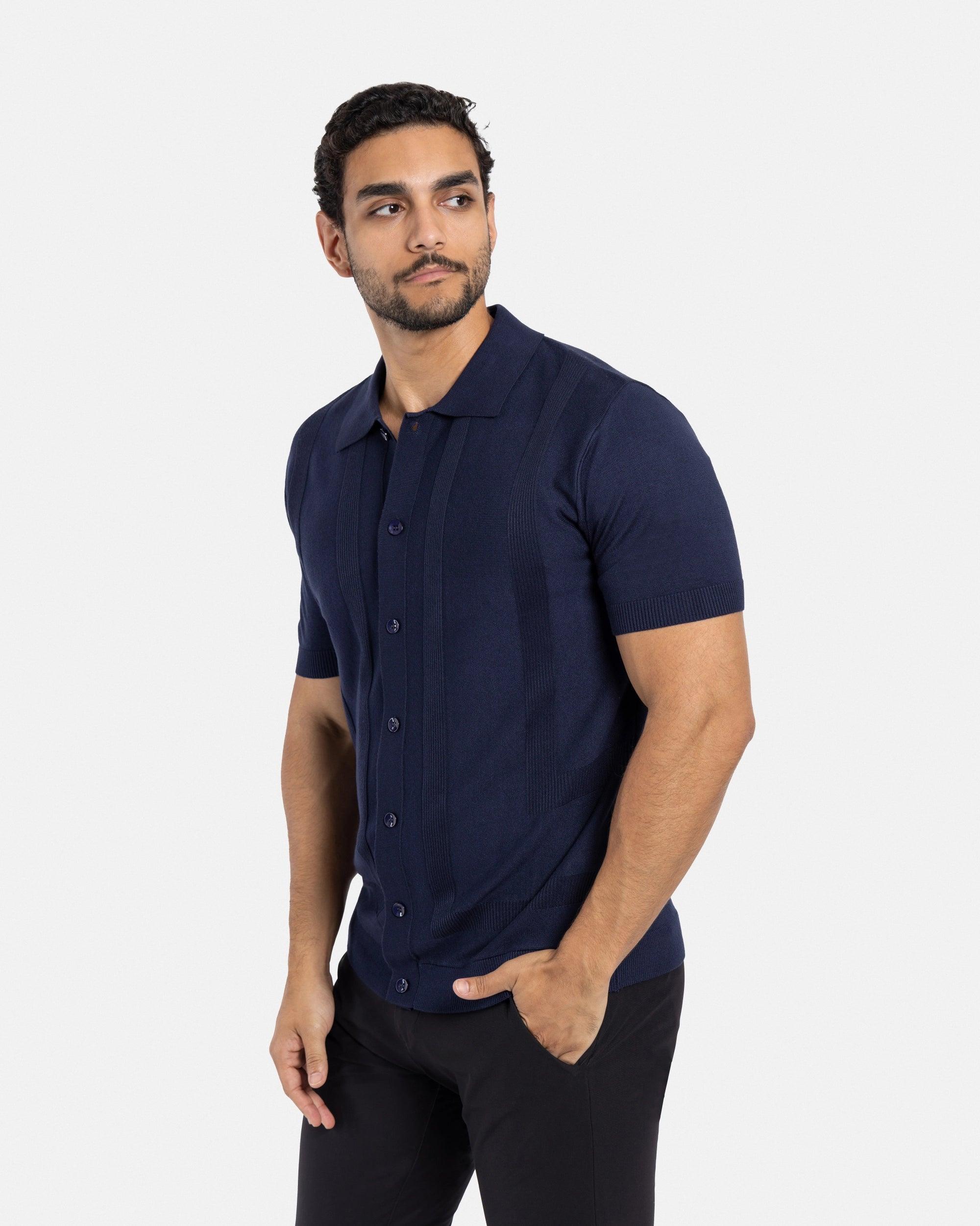 #SMW-33135 Classic Ribbed Texture Sweater Polo-thumbmail-40