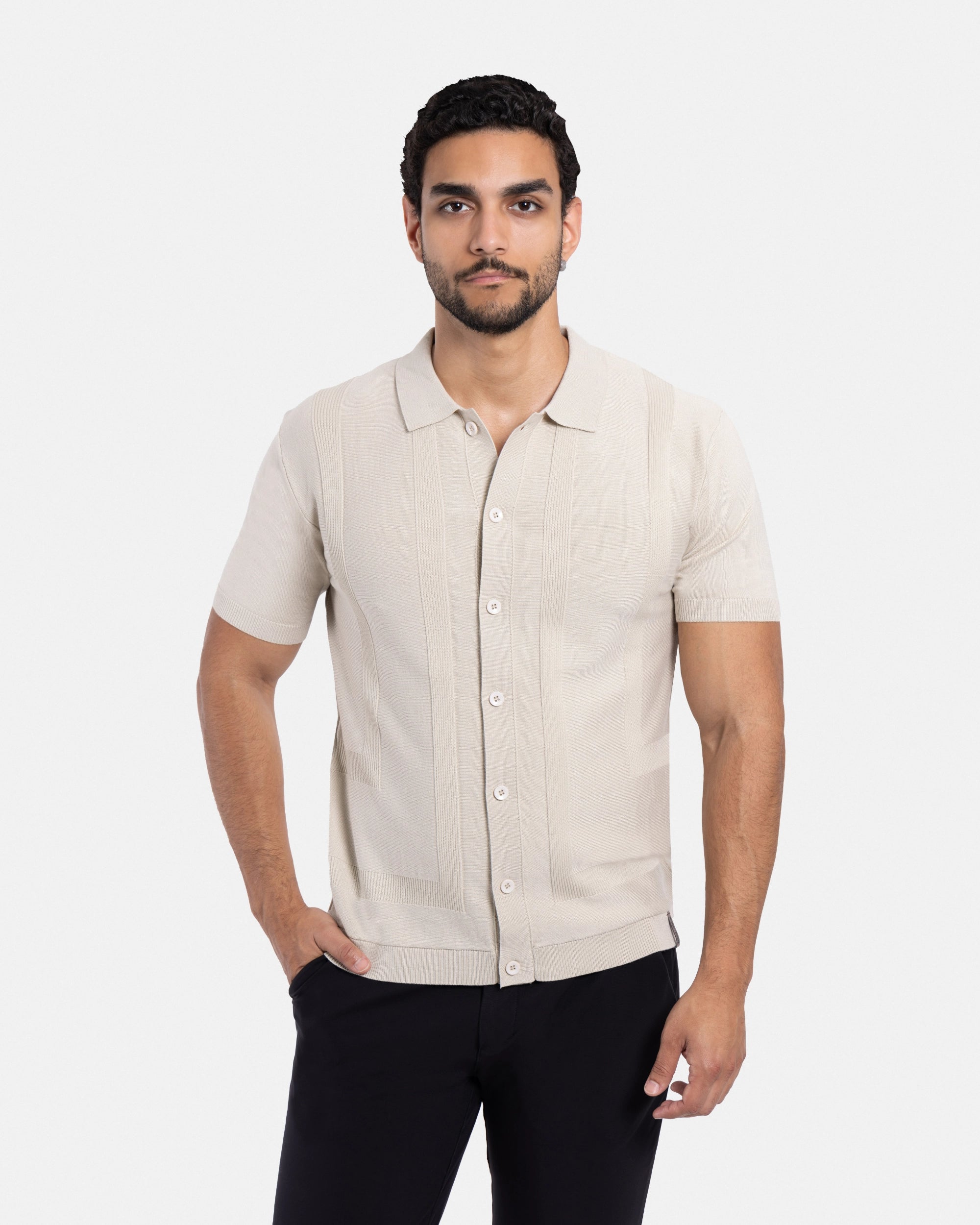 #SMW-33135 Classic Ribbed Texture Sweater Polo-thumbmail-44