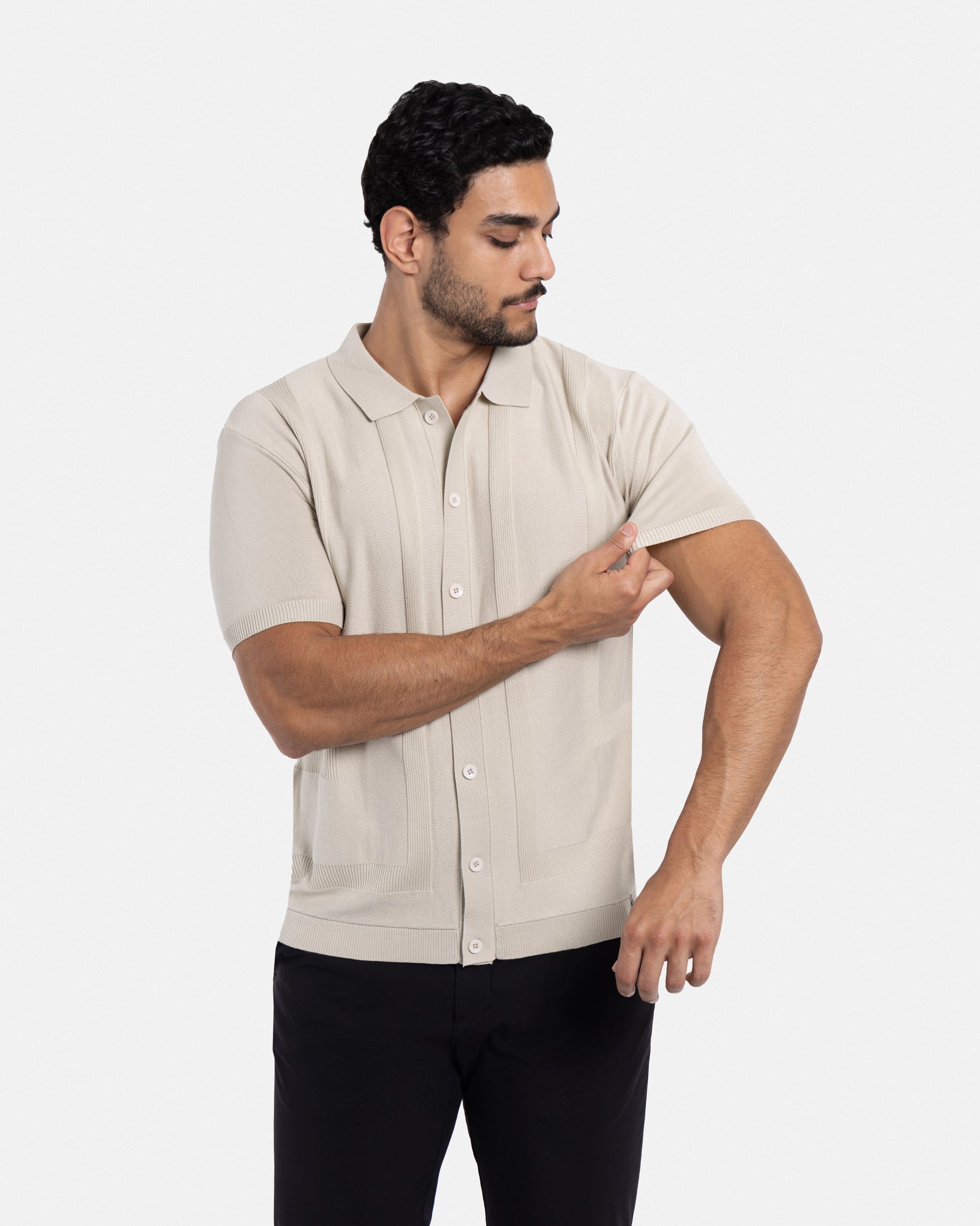 #SMW-33135 Classic Ribbed Texture Sweater Polo-thumbmail-48