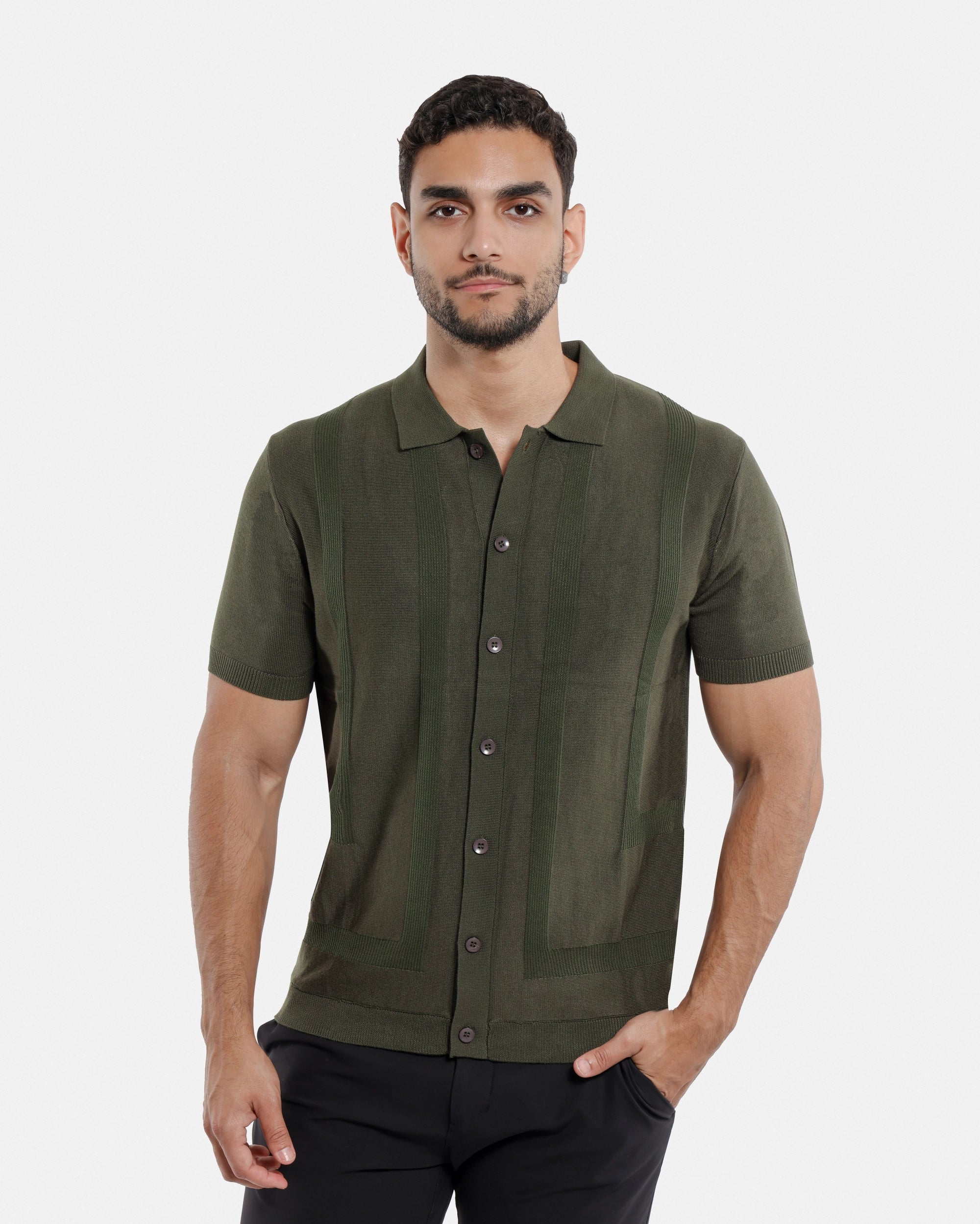 #SMW-33135 Classic Ribbed Texture Sweater Polo-thumbmail-53