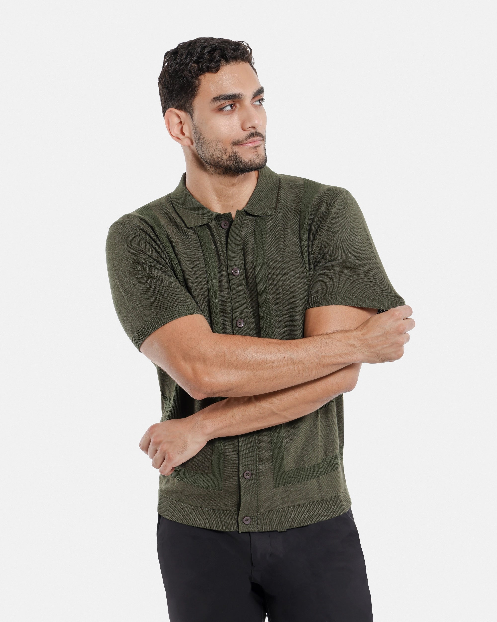 #SMW-33135 Classic Ribbed Texture Sweater Polo-thumbmail-55