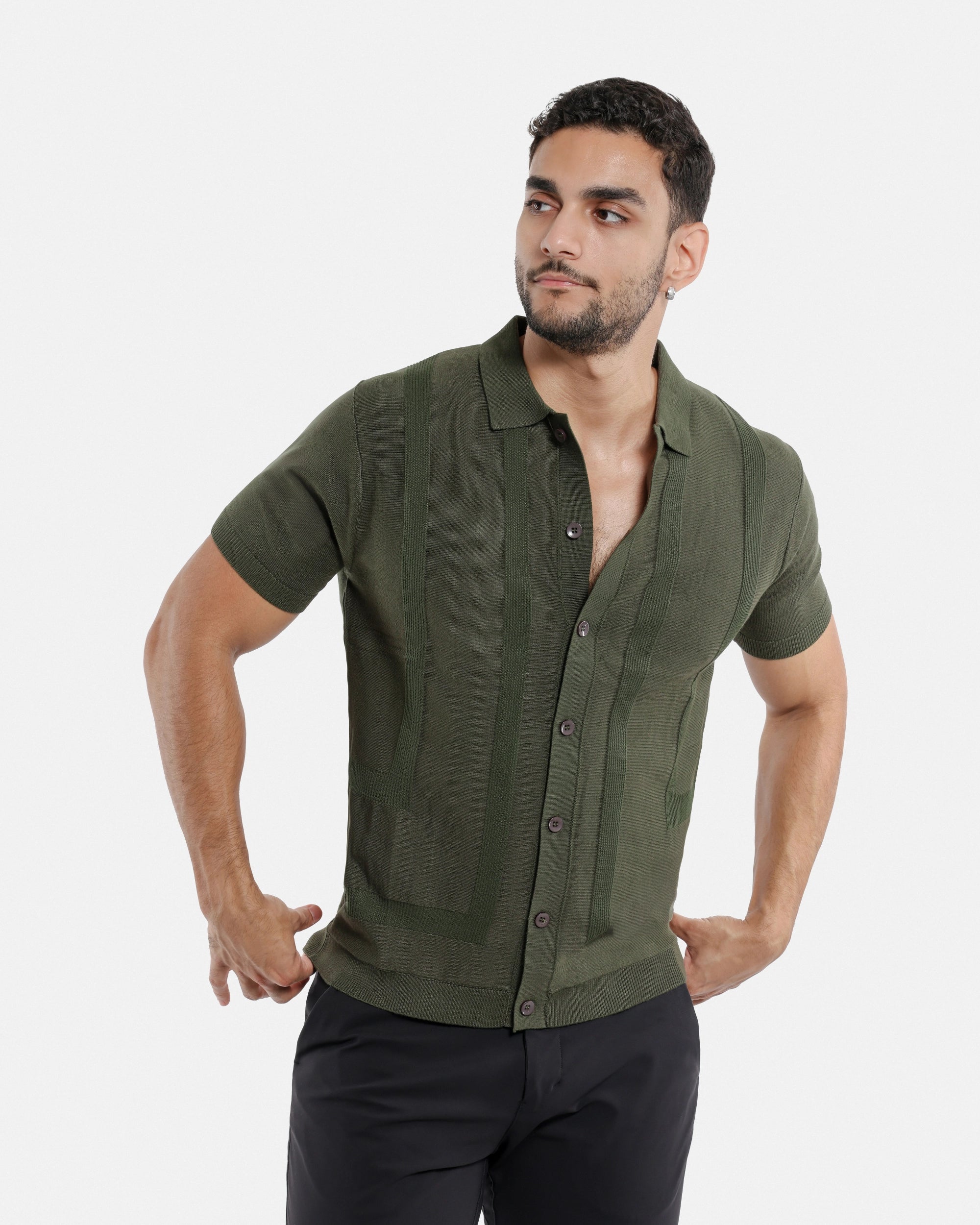 #SMW-33135 Classic Ribbed Texture Sweater Polo-thumbmail-57