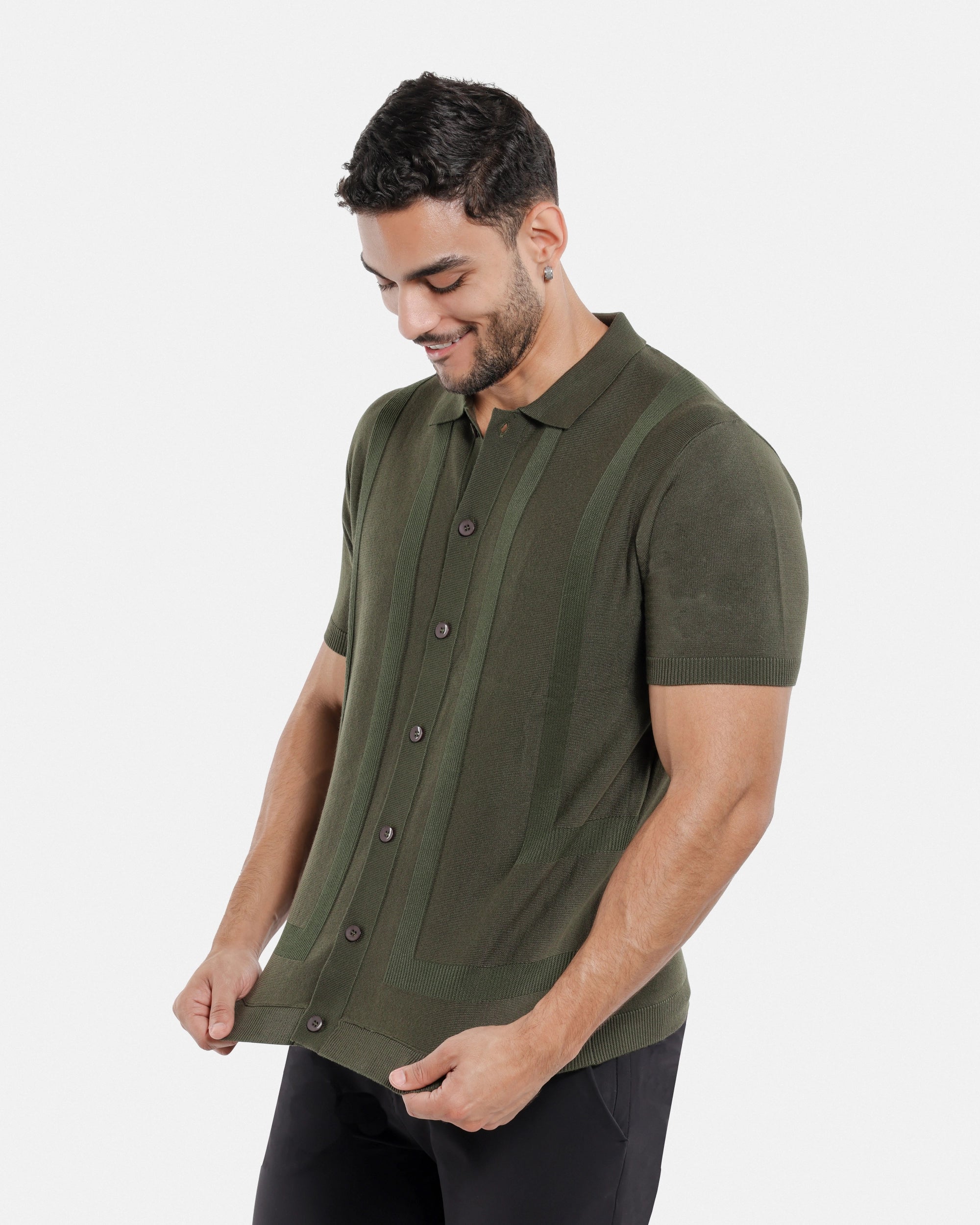 #SMW-33135 Classic Ribbed Texture Sweater Polo-thumbmail-58