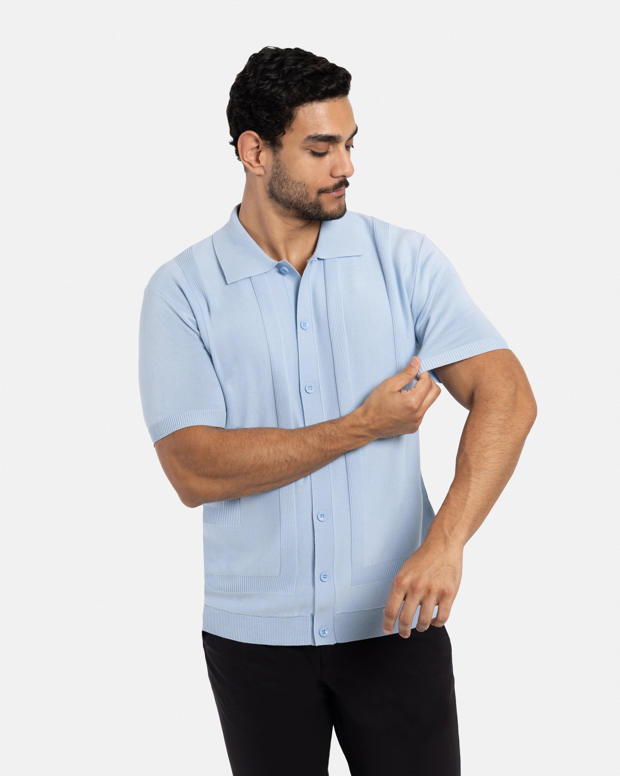 #SMW-33135 Classic Ribbed Texture Sweater Polo-thumbmail-65