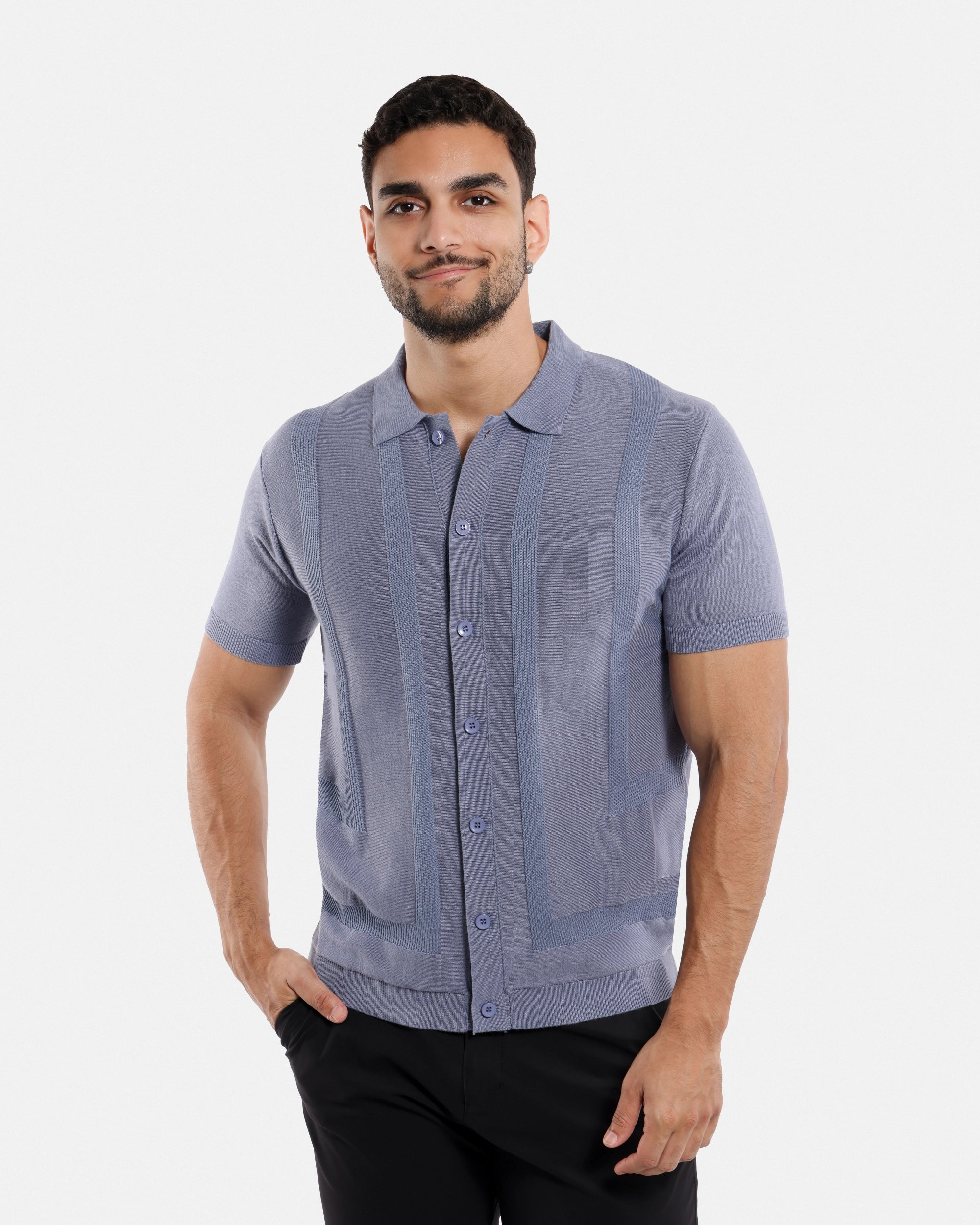 #SMW-33135 Classic Ribbed Texture Sweater Polo-thumbmail-71