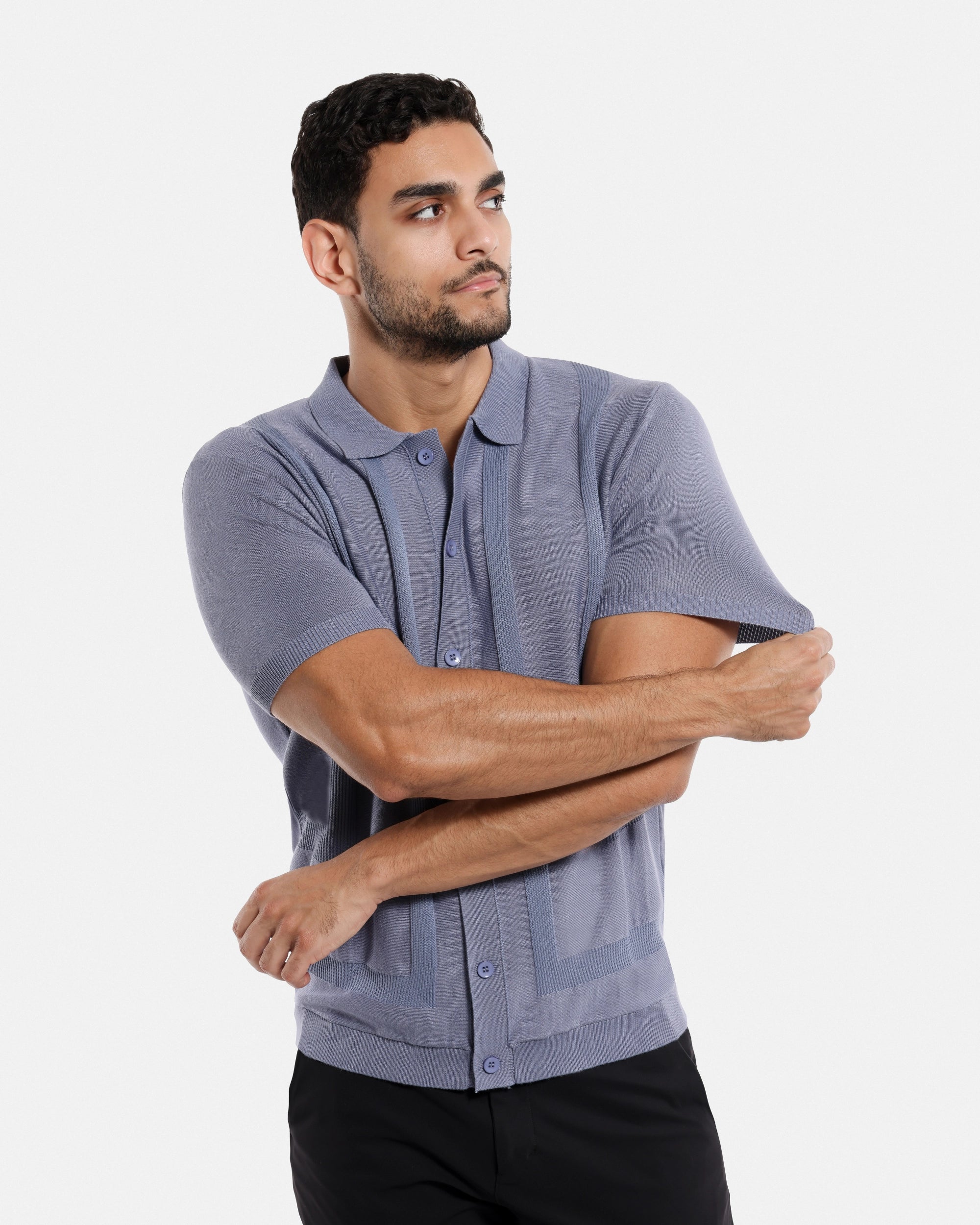 #SMW-33135 Classic Ribbed Texture Sweater Polo-thumbmail-73
