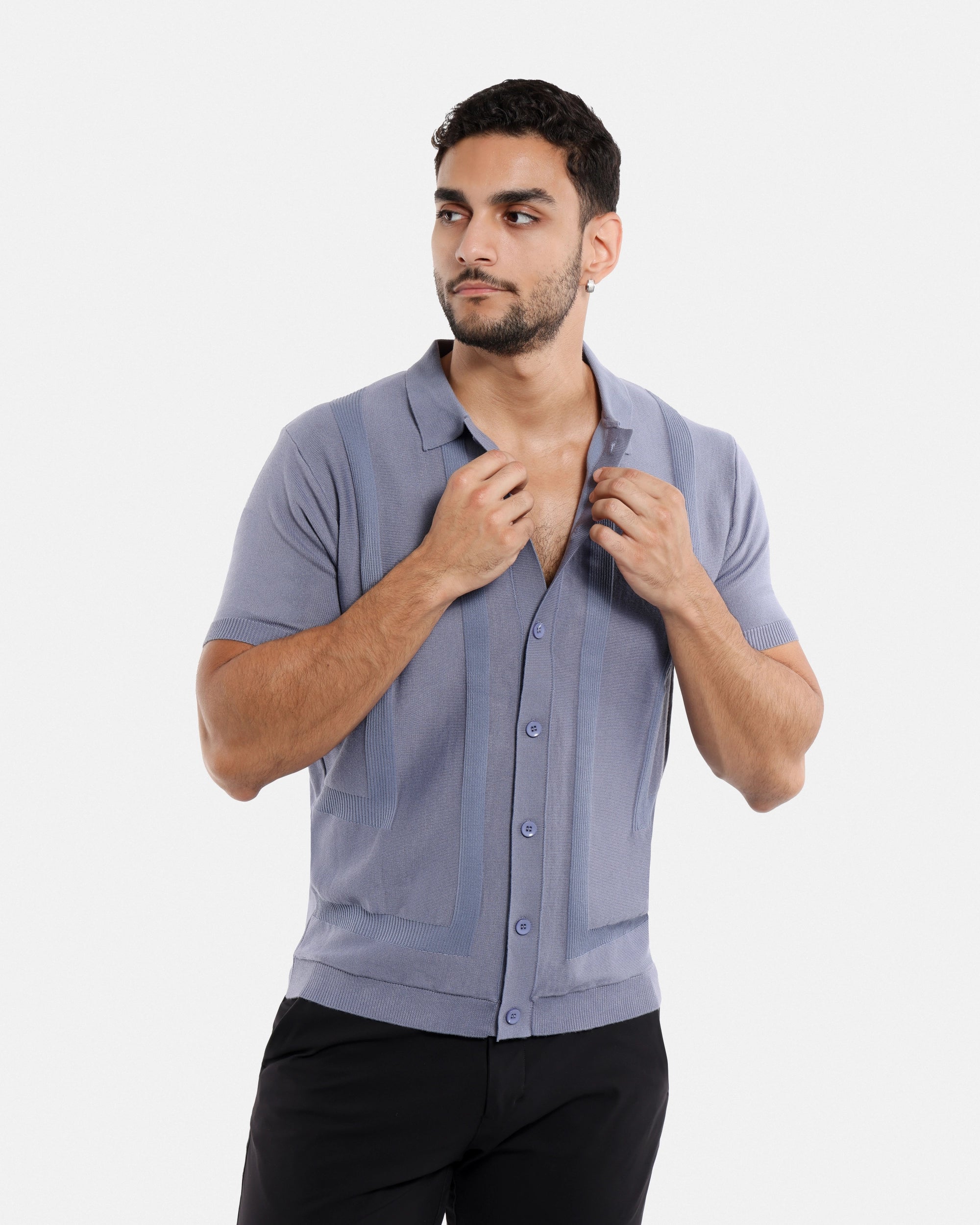 #SMW-33135 Classic Ribbed Texture Sweater Polo-thumbmail-76