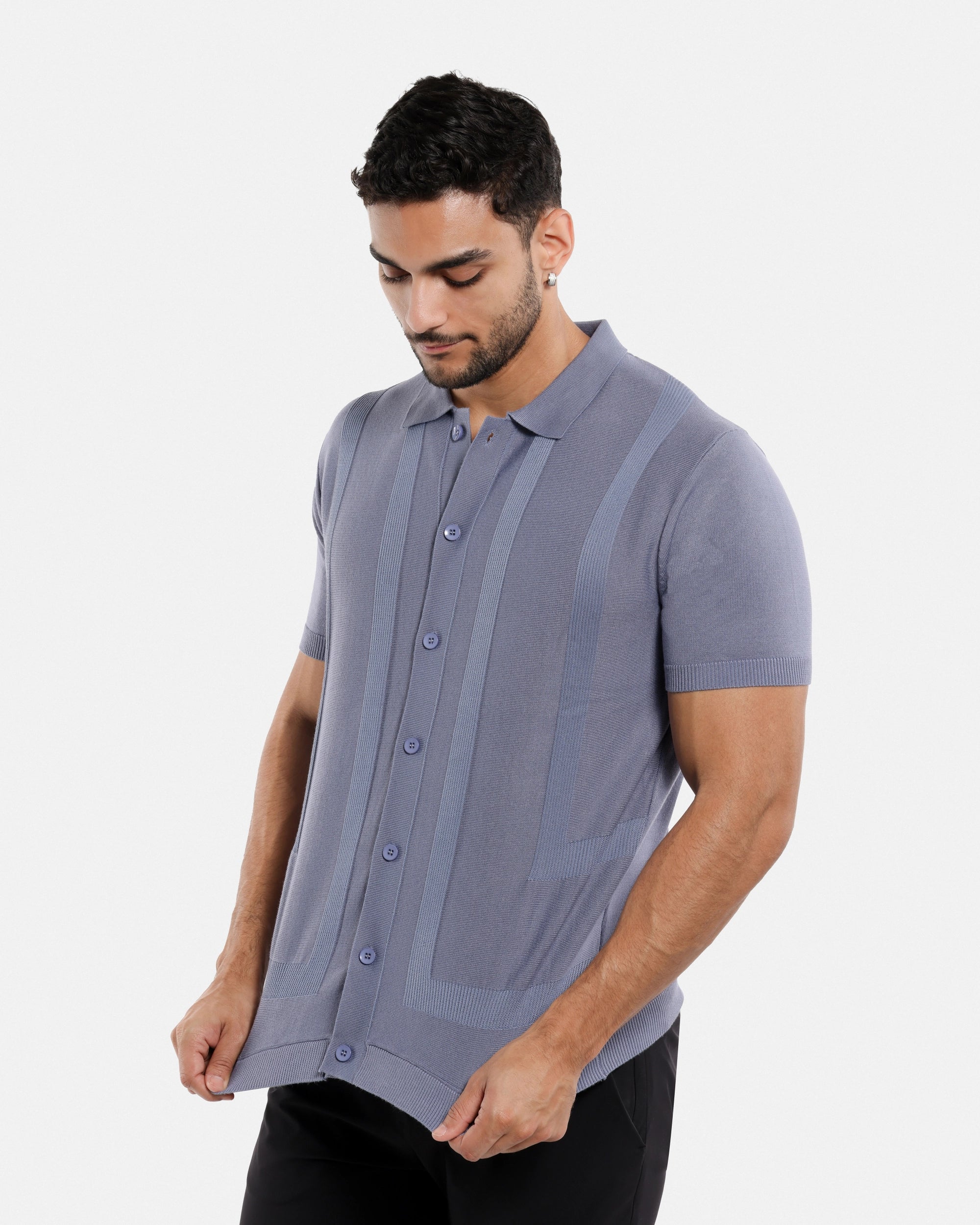 #SMW-33135 Classic Ribbed Texture Sweater Polo-thumbmail-75