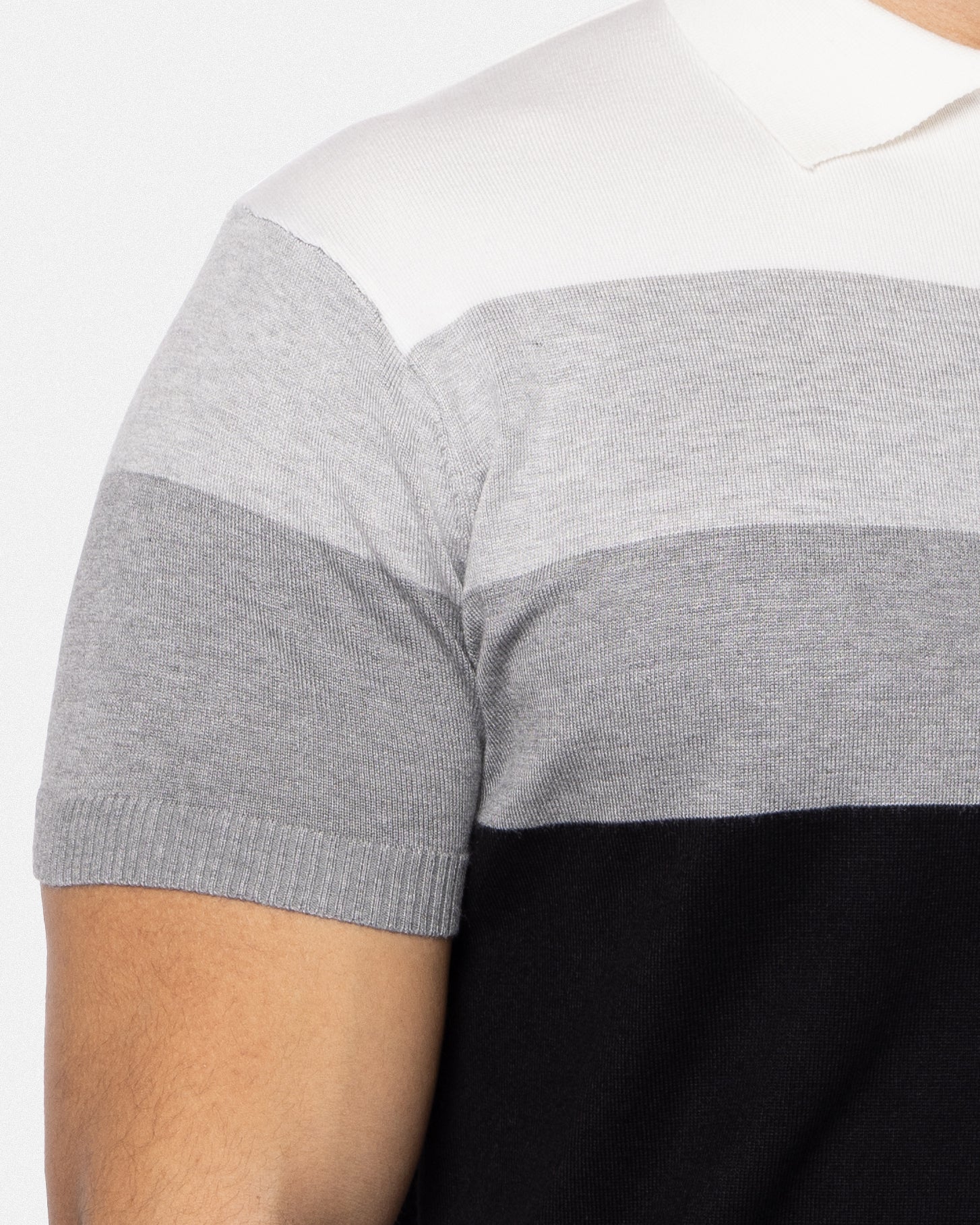 #SMW-33140 Zip Neck Striped Sweater Polo-thumbmail-7