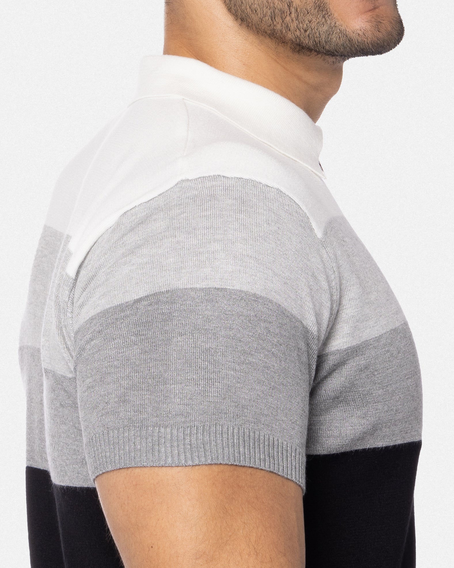 #SMW-33140 Zip Neck Striped Sweater Polo-thumbmail-8