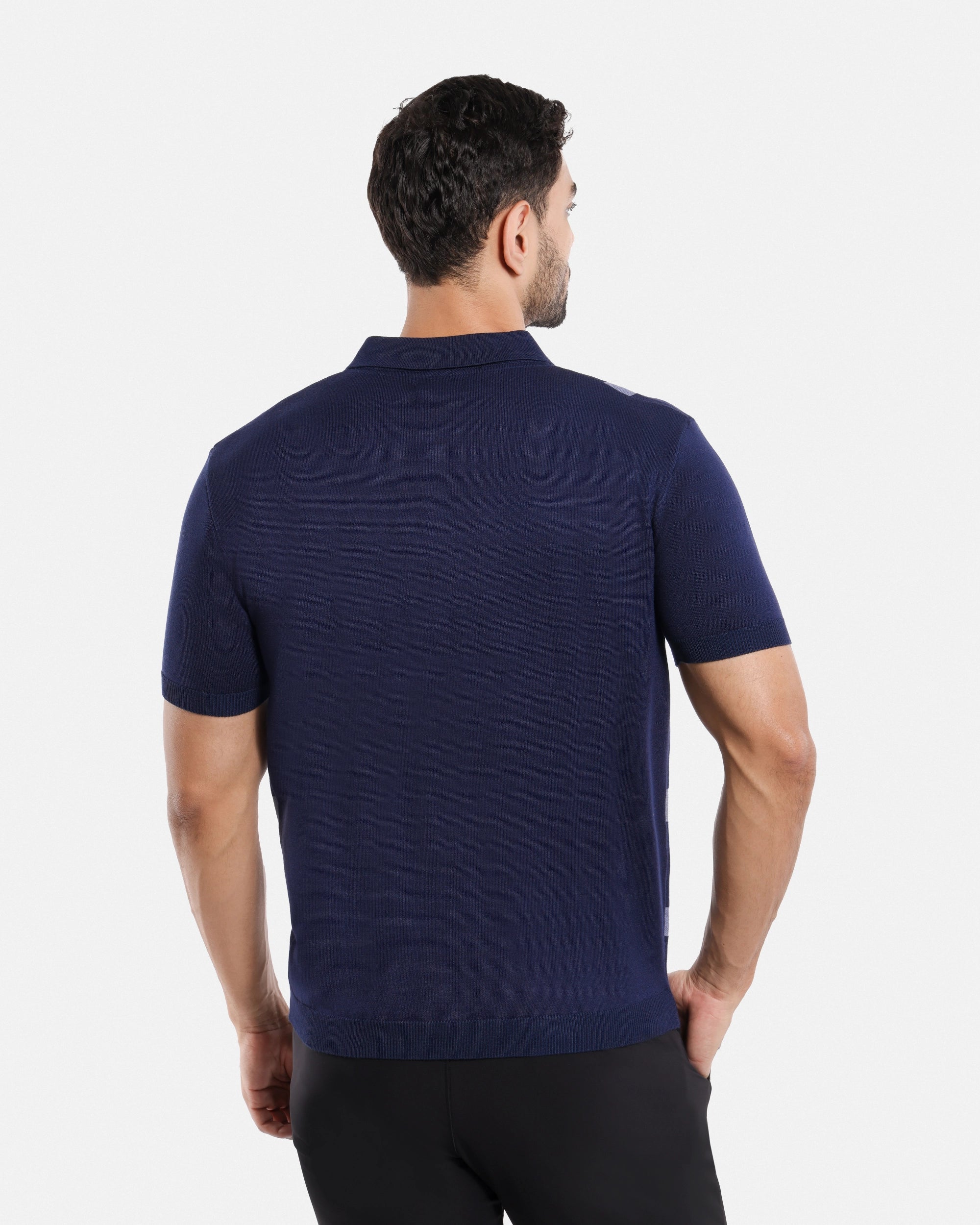 #SMW-33141 Jacquard Short Sleeve Sweater Shirt-thumbmail-11