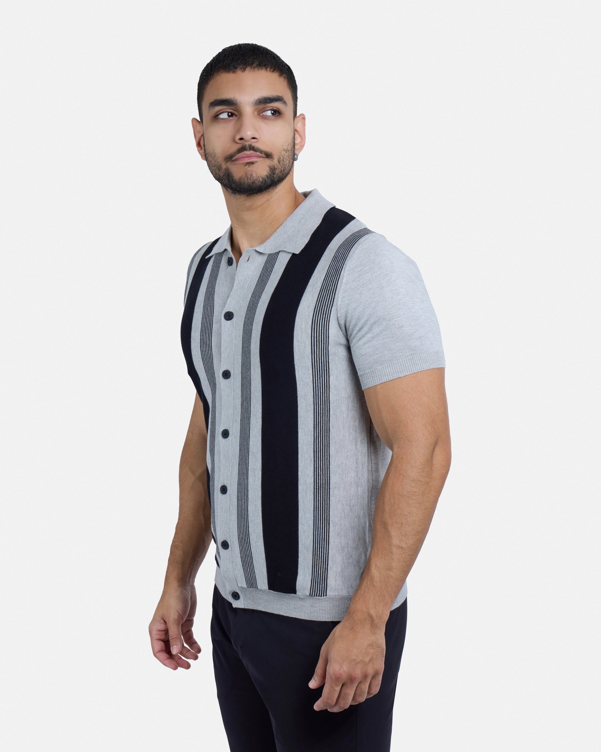 #SMW-33142 Short Sleeve Sweater Knit Polo Shirt-thumbmail-4
