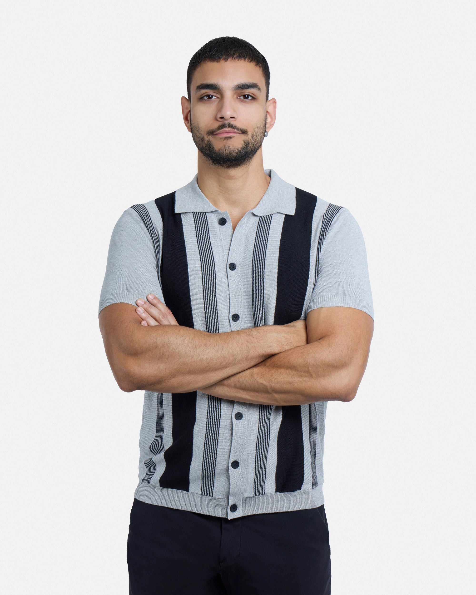 #SMW-33142 Short Sleeve Sweater Knit Polo Shirt-thumbmail-6