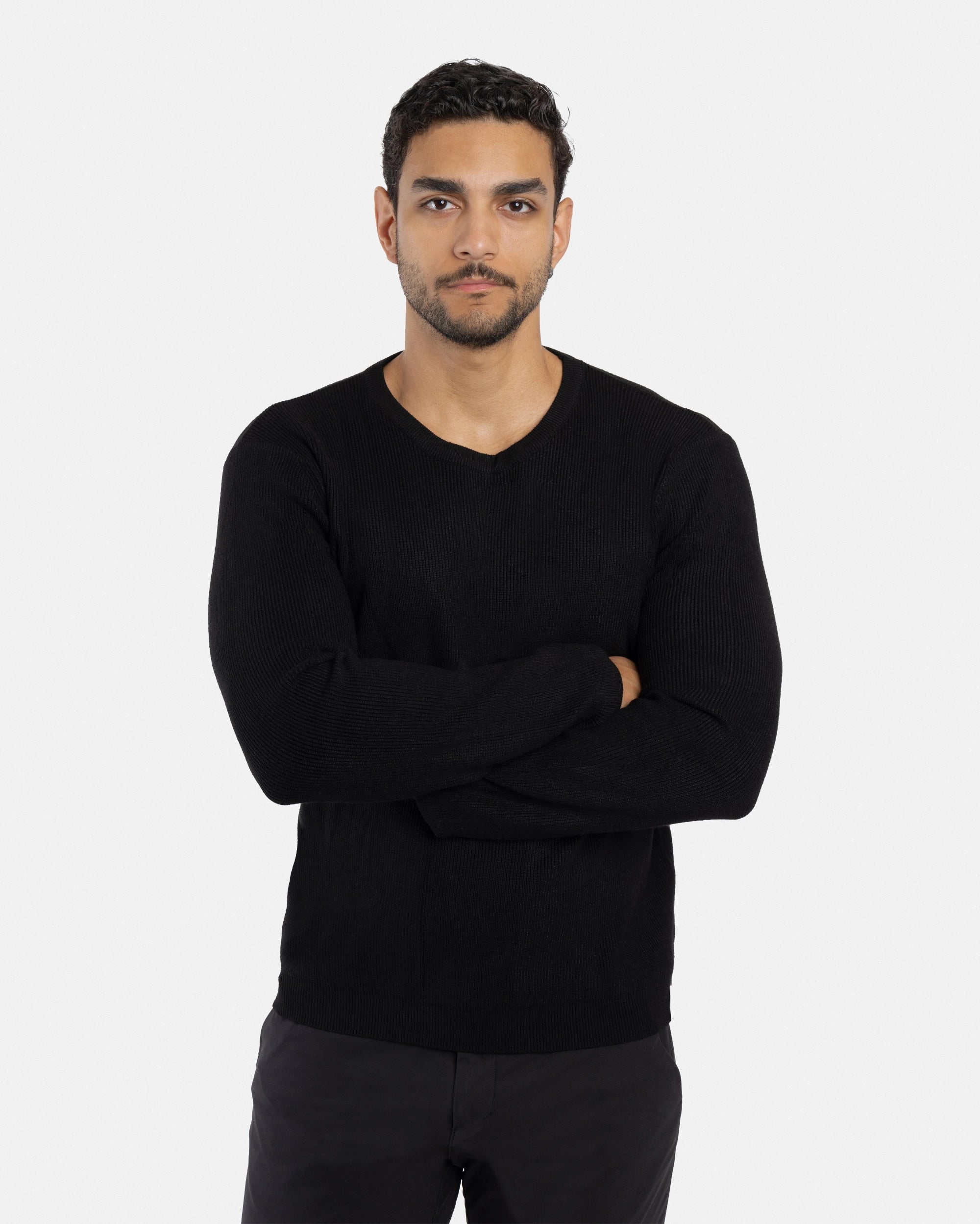 #SMW-34010 Ribbed Crew Neck Sweater-thumbmail-4