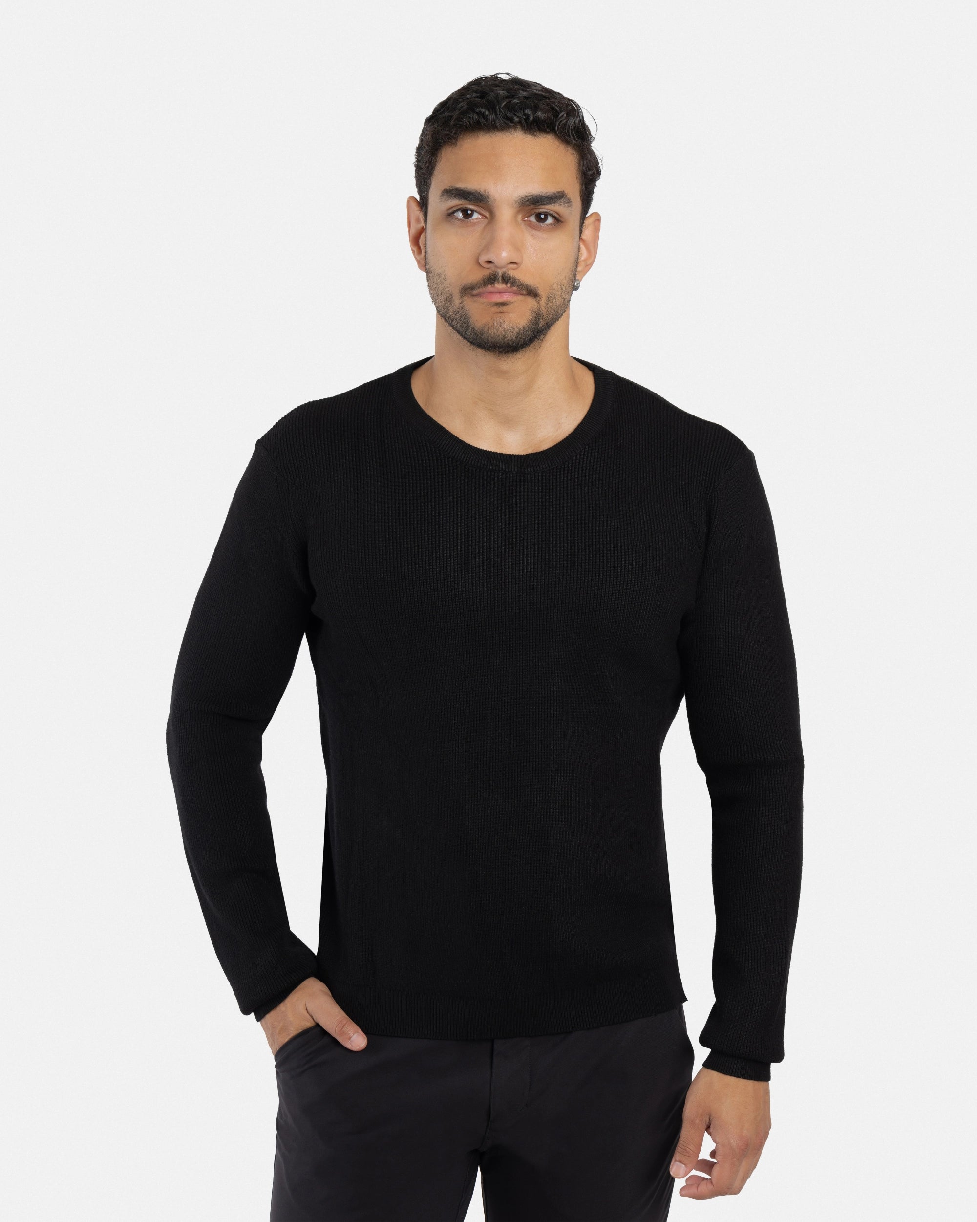 #SMW-34010 Ribbed Crew Neck Sweater