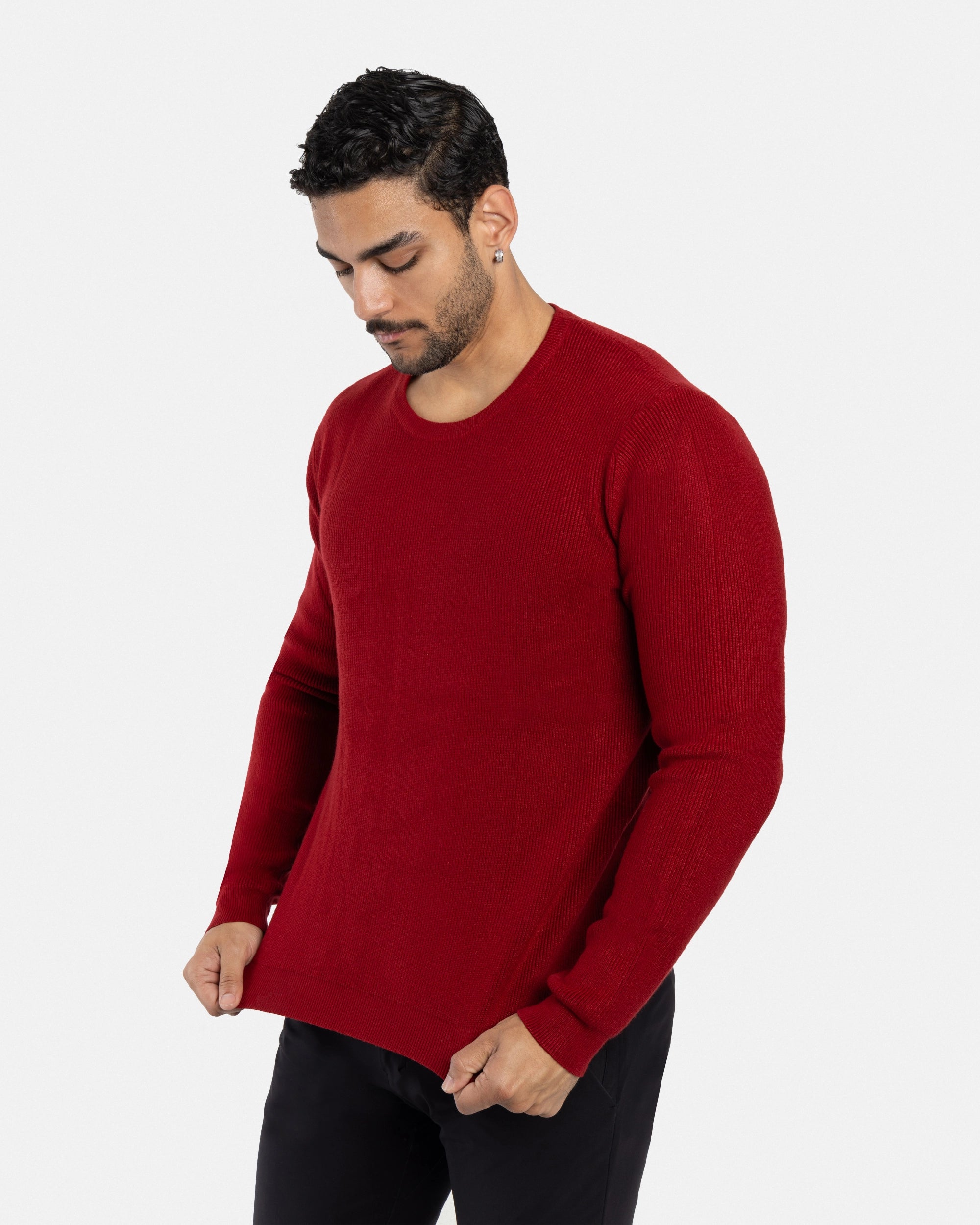 #SMW-34010 Ribbed Crew Neck Sweater-thumbmail-27