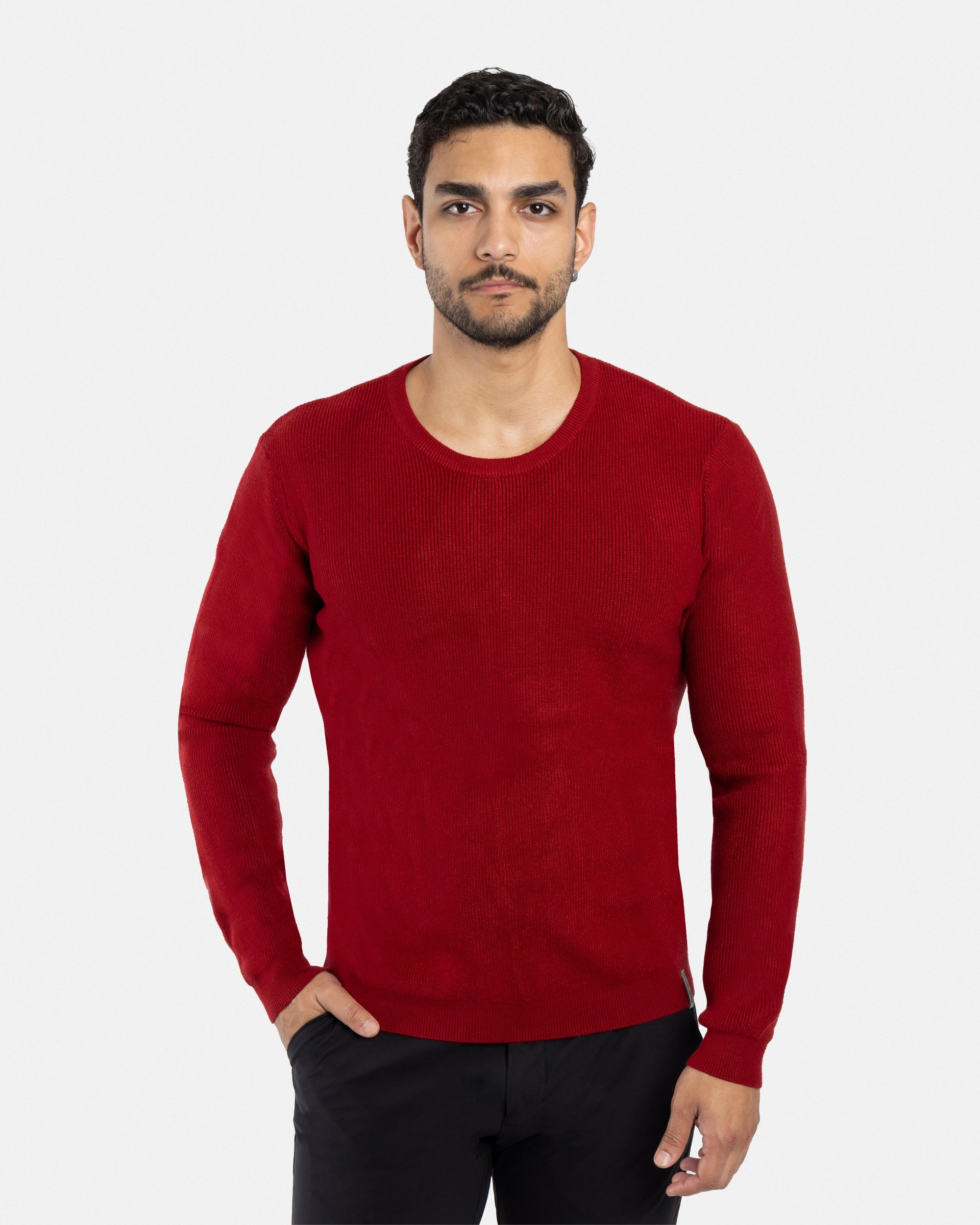 #SMW-34010 Ribbed Crew Neck Sweater-thumbmail-25