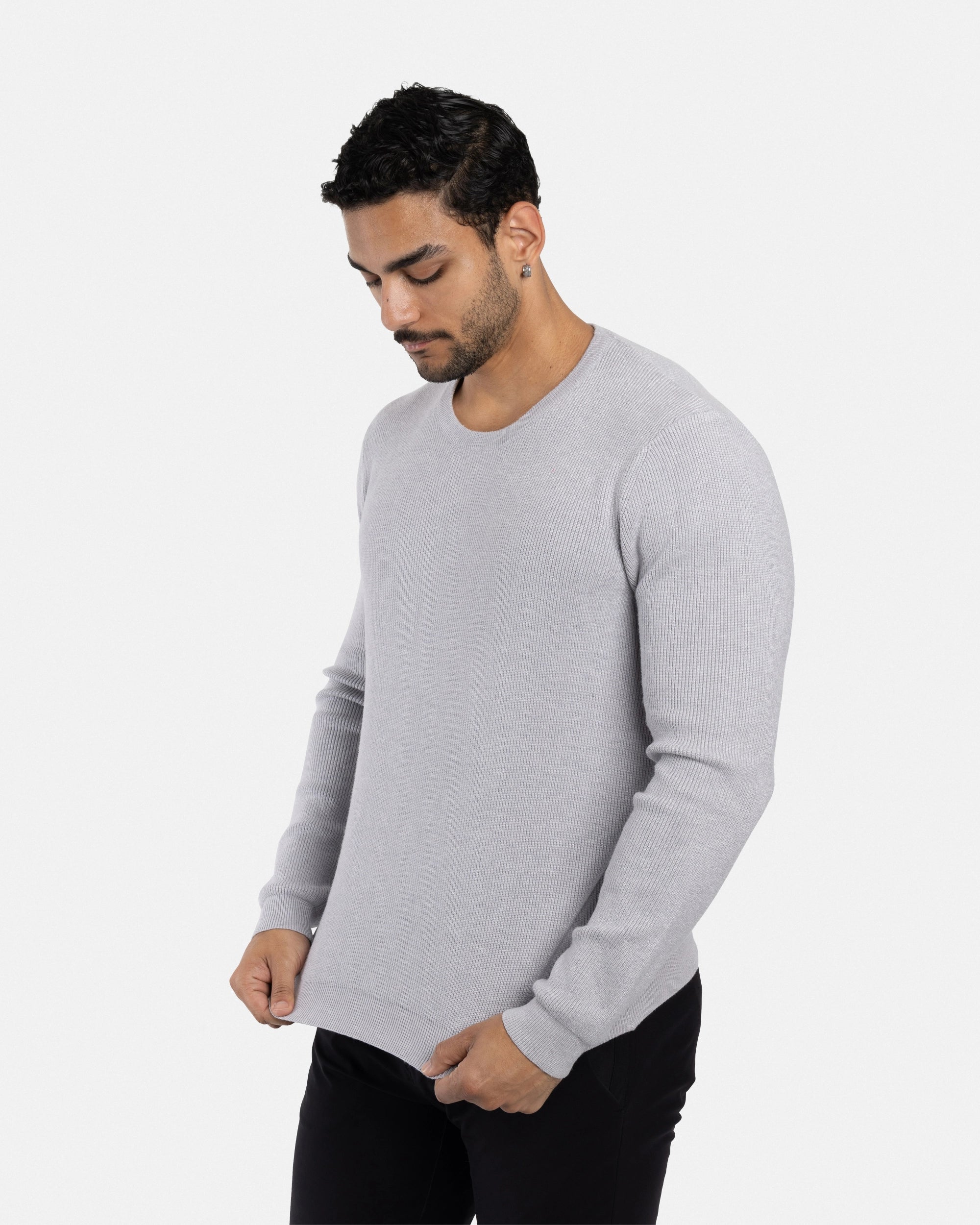 #SMW-34010 Ribbed Crew Neck Sweater-thumbmail-35