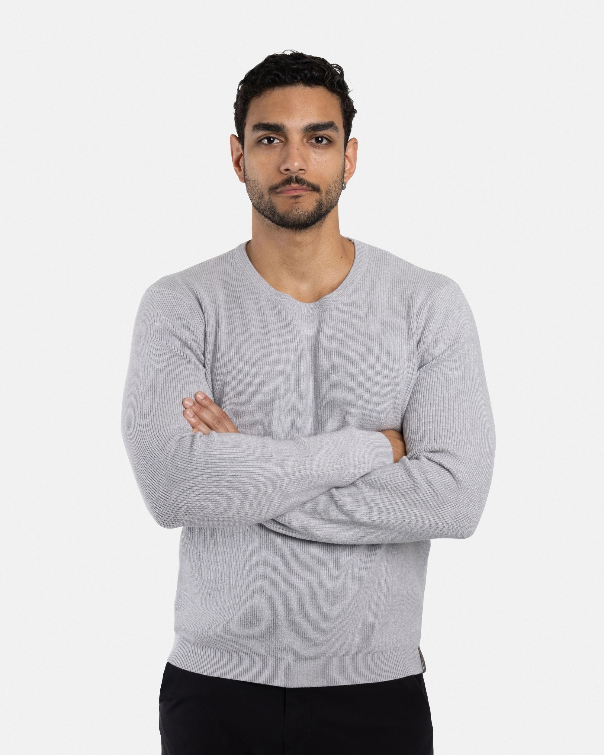 #SMW-34010 Ribbed Crew Neck Sweater-thumbmail-36