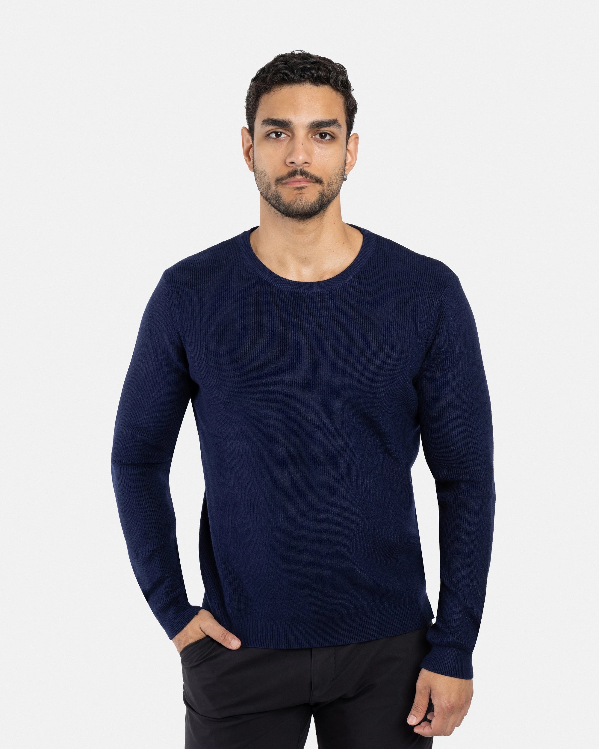 #SMW-34010 Ribbed Crew Neck Sweater-thumbmail-49