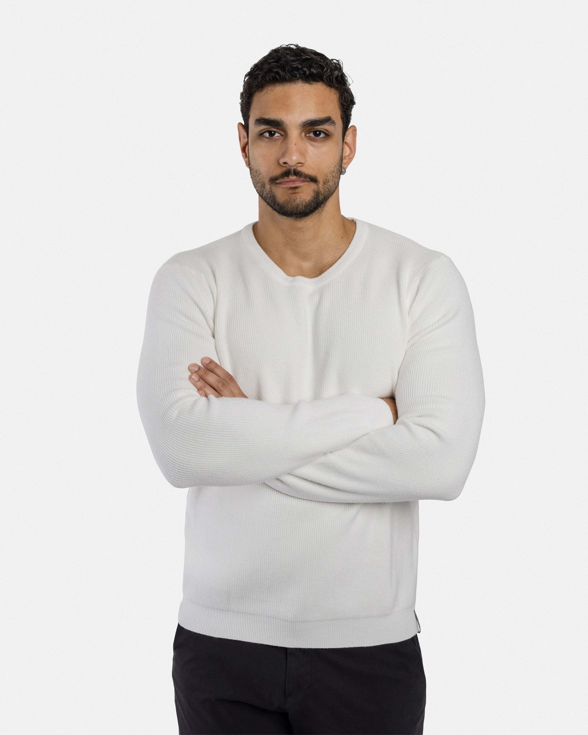 #SMW-34010 Ribbed Crew Neck Sweater-thumbmail-60