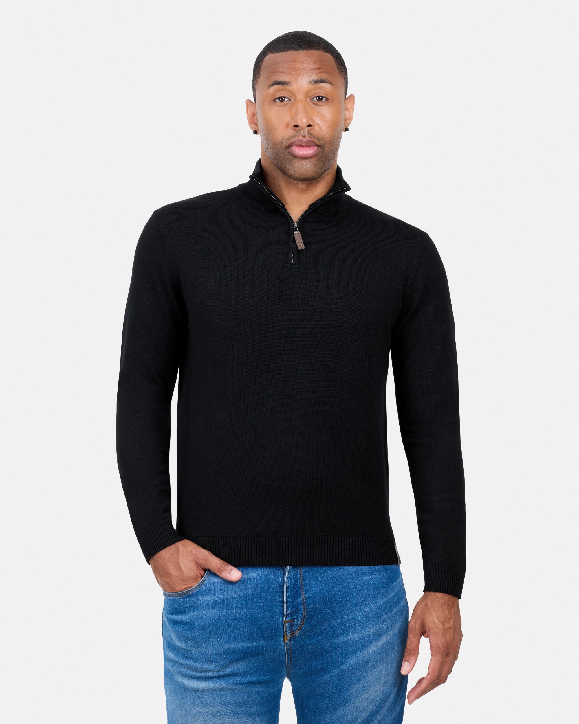 #SMW-34014 Quarter Zip Mock Neck Sweater